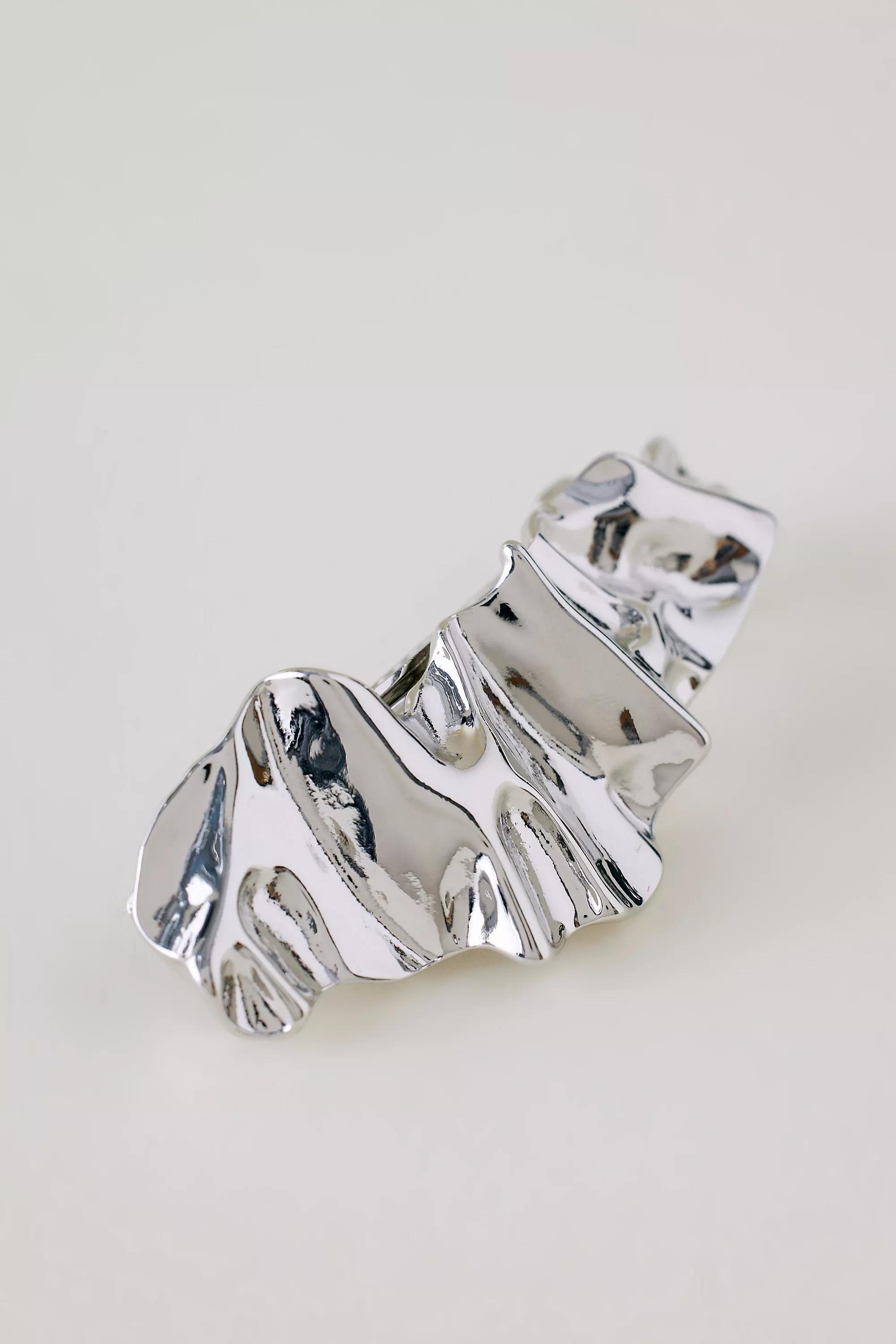 Structured Metal Barrette Hair Clip, Silver, A501_0007, large image number 1
