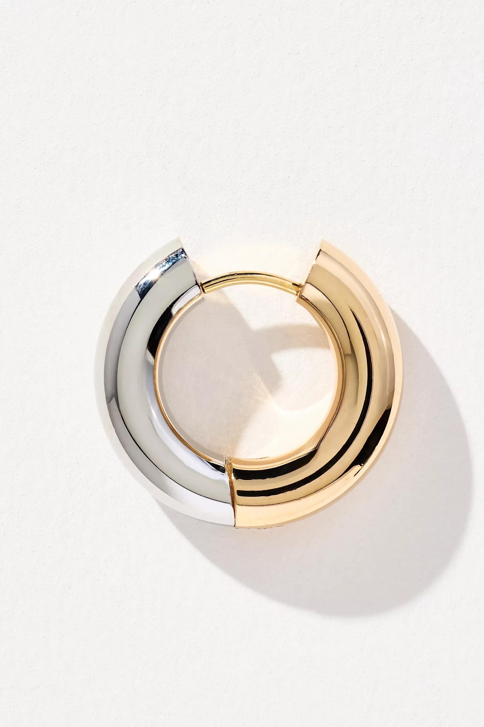 Mixed Metal Huggie Hoop Earrings, Multicolour, A501_0000, large image number 2