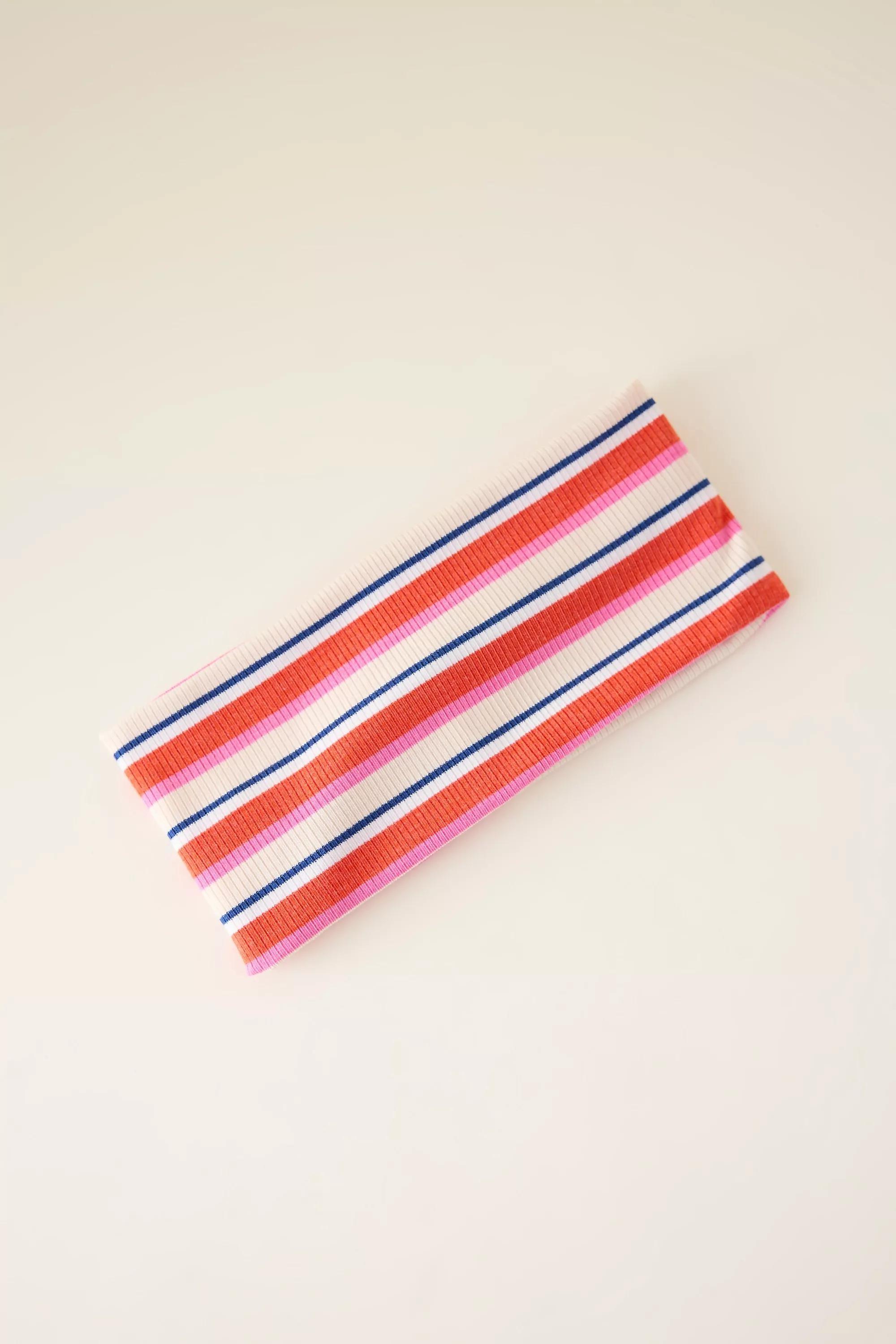 Striped Wide Stretch Headband, Red, A501_0060, medium