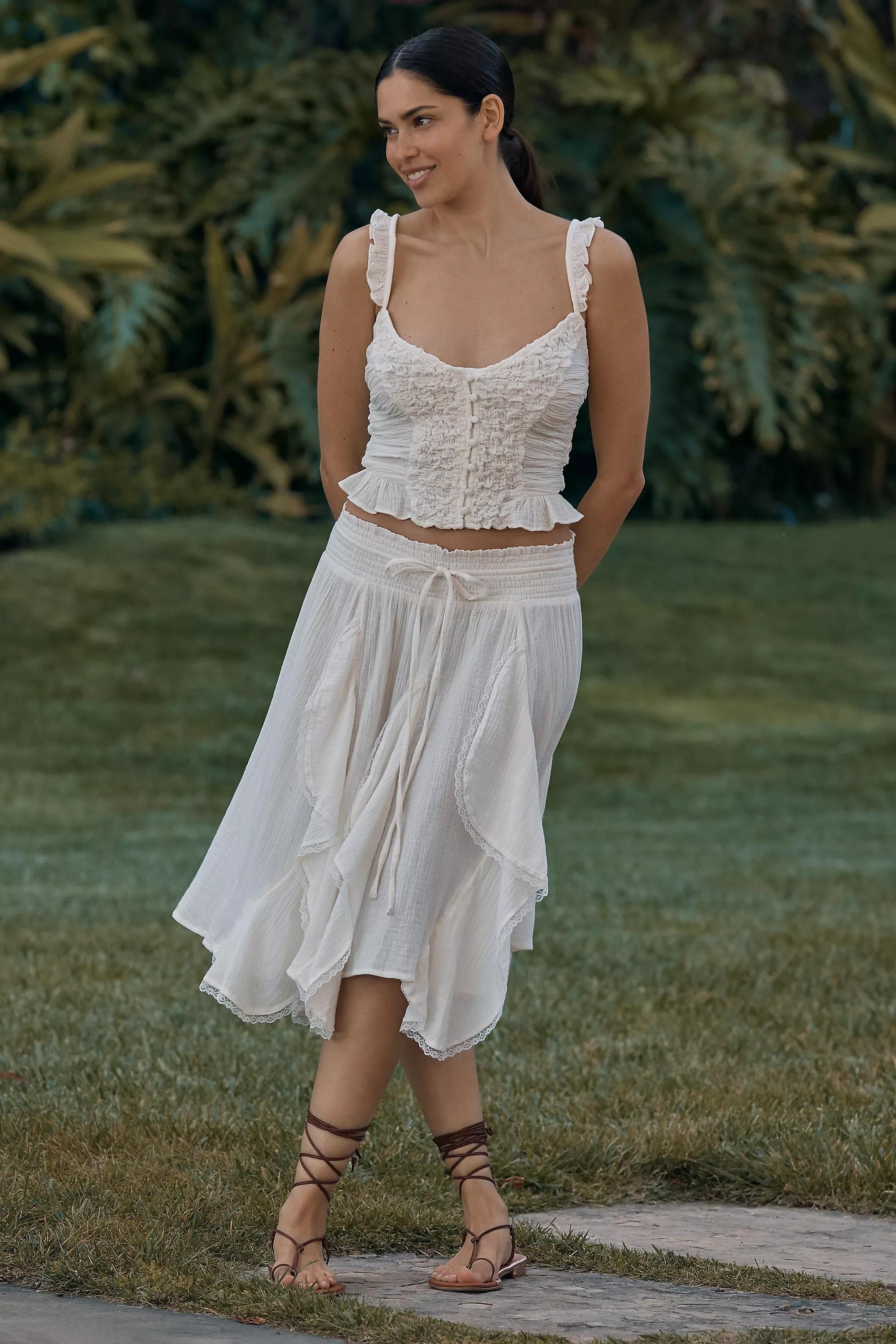 Anthropologie Lace Flowy Vacation Midi Skirt, , large image number 0