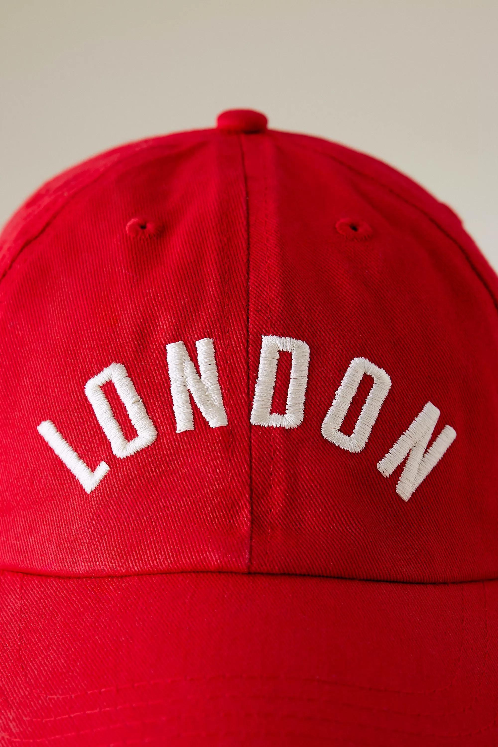 London Embroidered Baseball Cap, Red, A501_0060, large image number 4