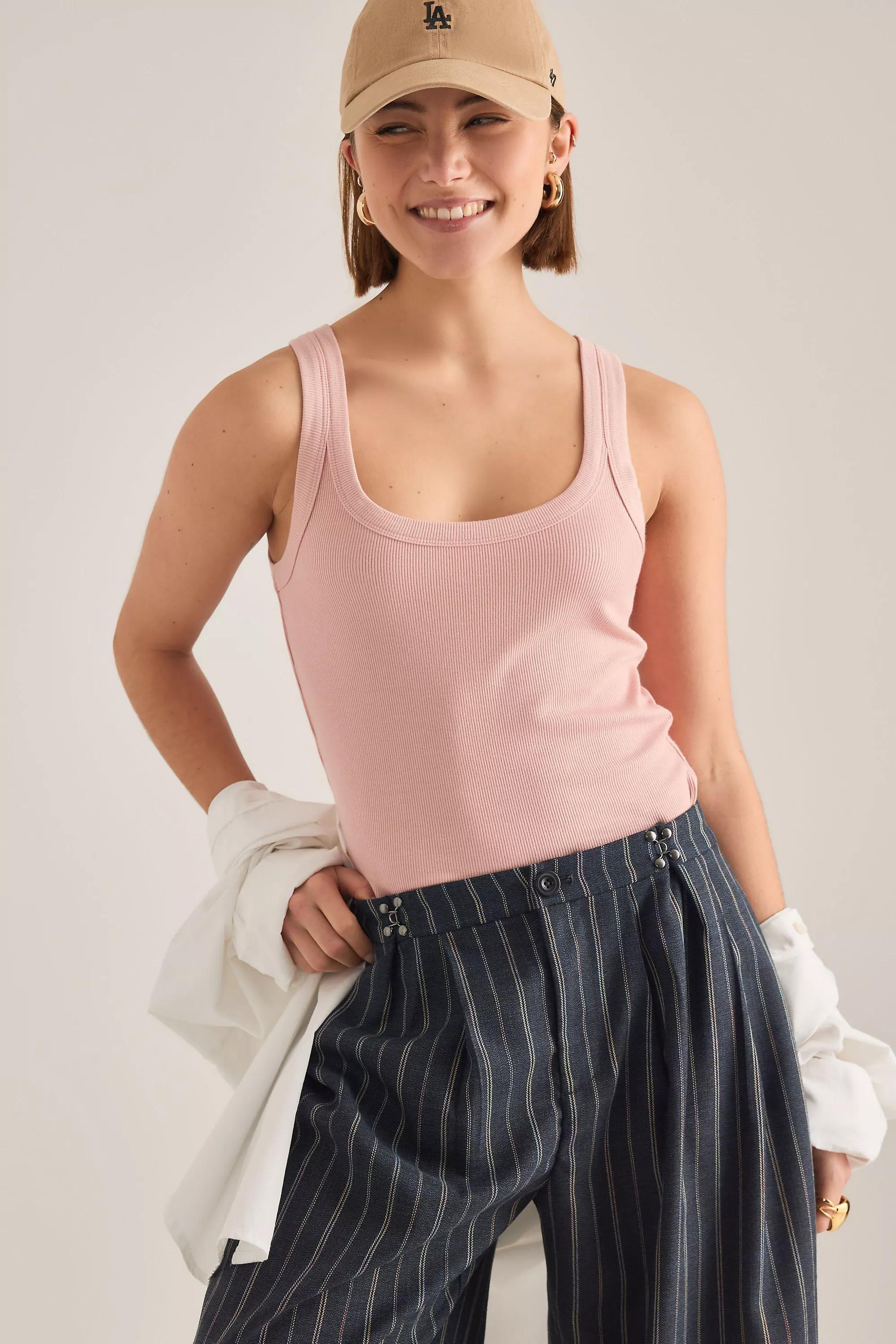 By Anthropologie Ribbed Scoop Tank Top, Pink, A501_0066, large image number 4