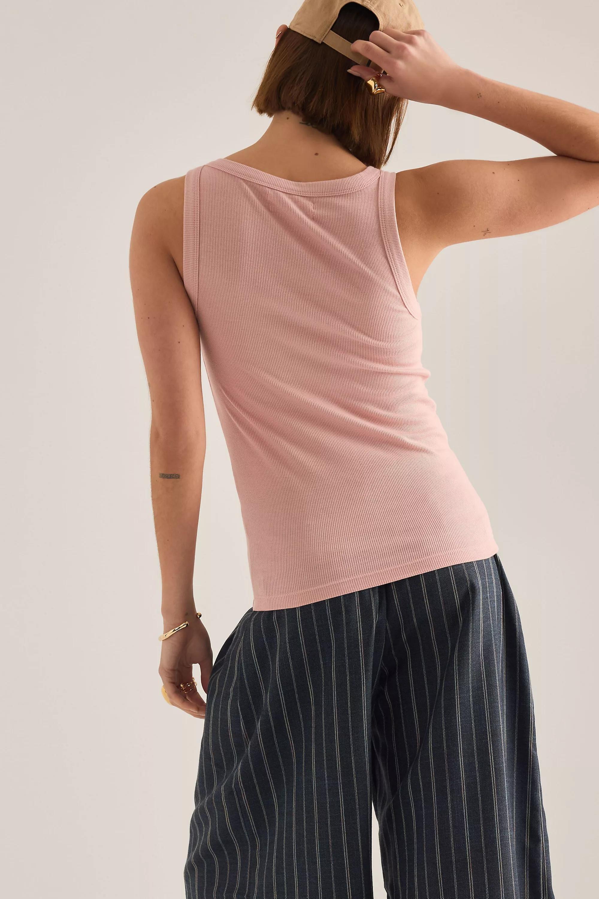 By Anthropologie Ribbed Scoop Tank Top, Pink, A501_0066, large image number 5