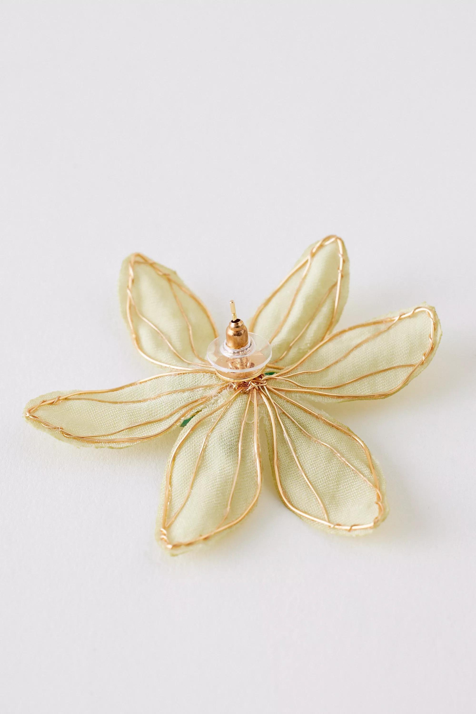 Oversized Flower Post Earrings, Yellow, A501_0072, large image number 2