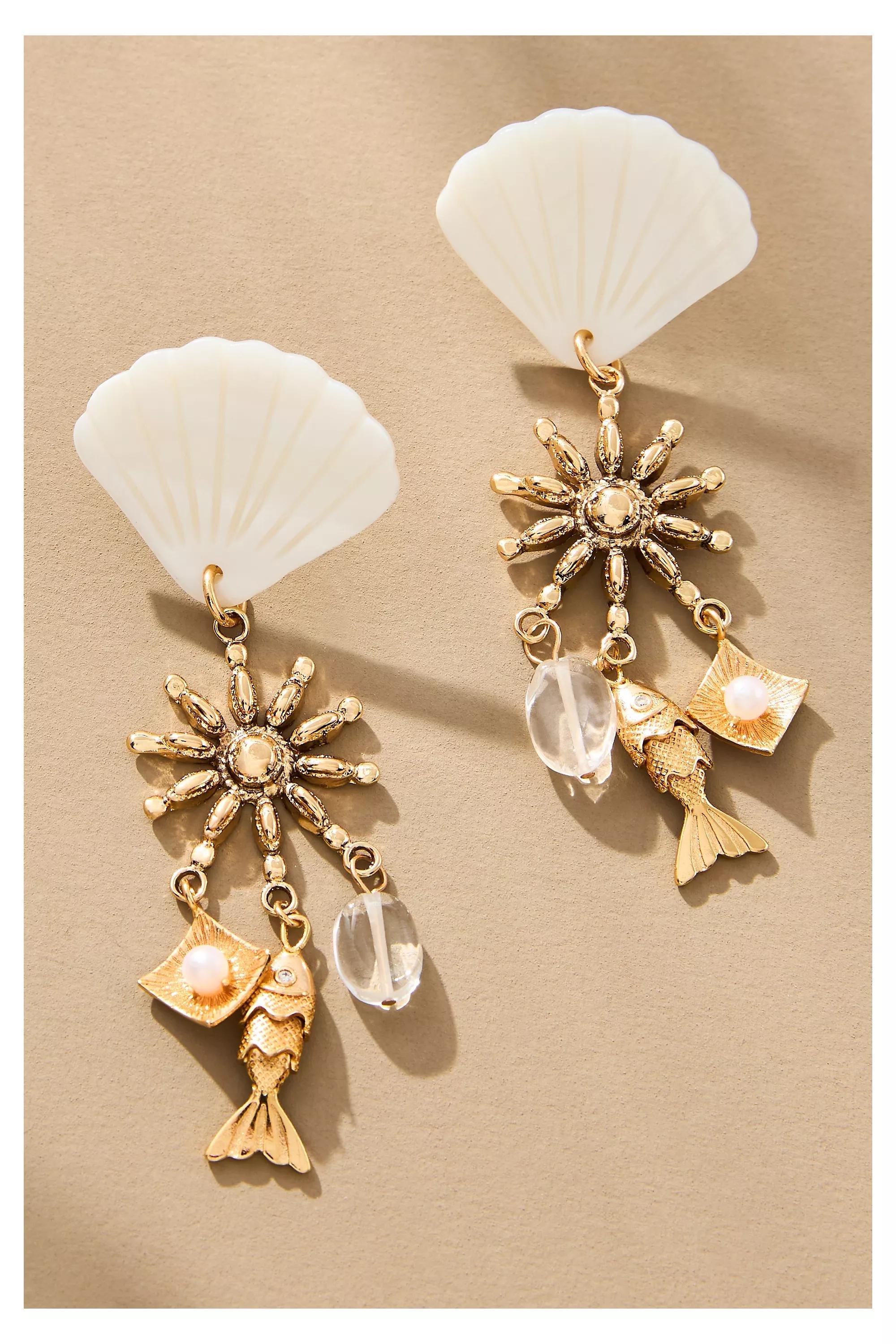 Pamela Card Gilded Reflection Post Earrings, Gold, A501_0070, large image number 1