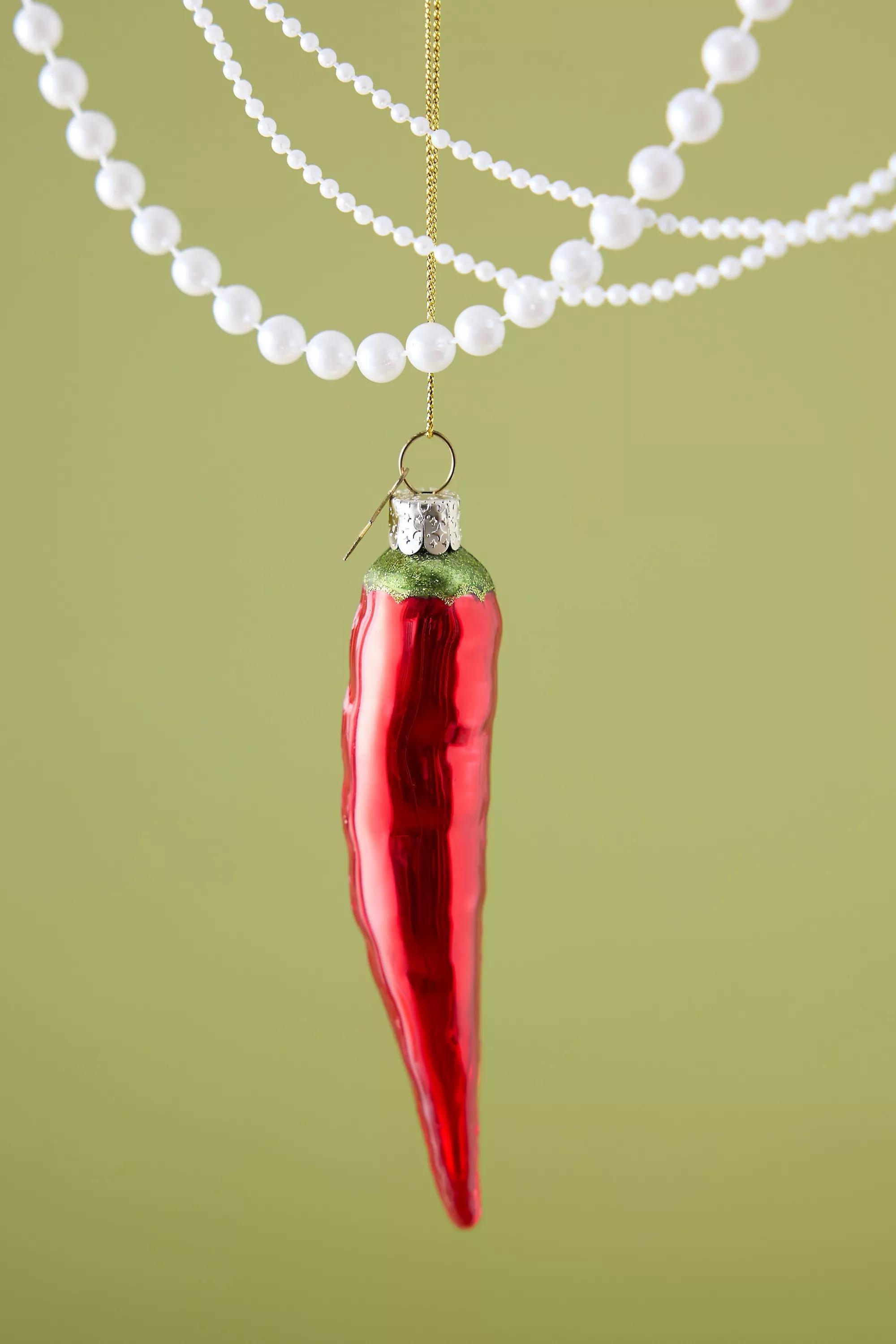 Chilli Pepper Glass Ornament, Red, A501_0000, medium