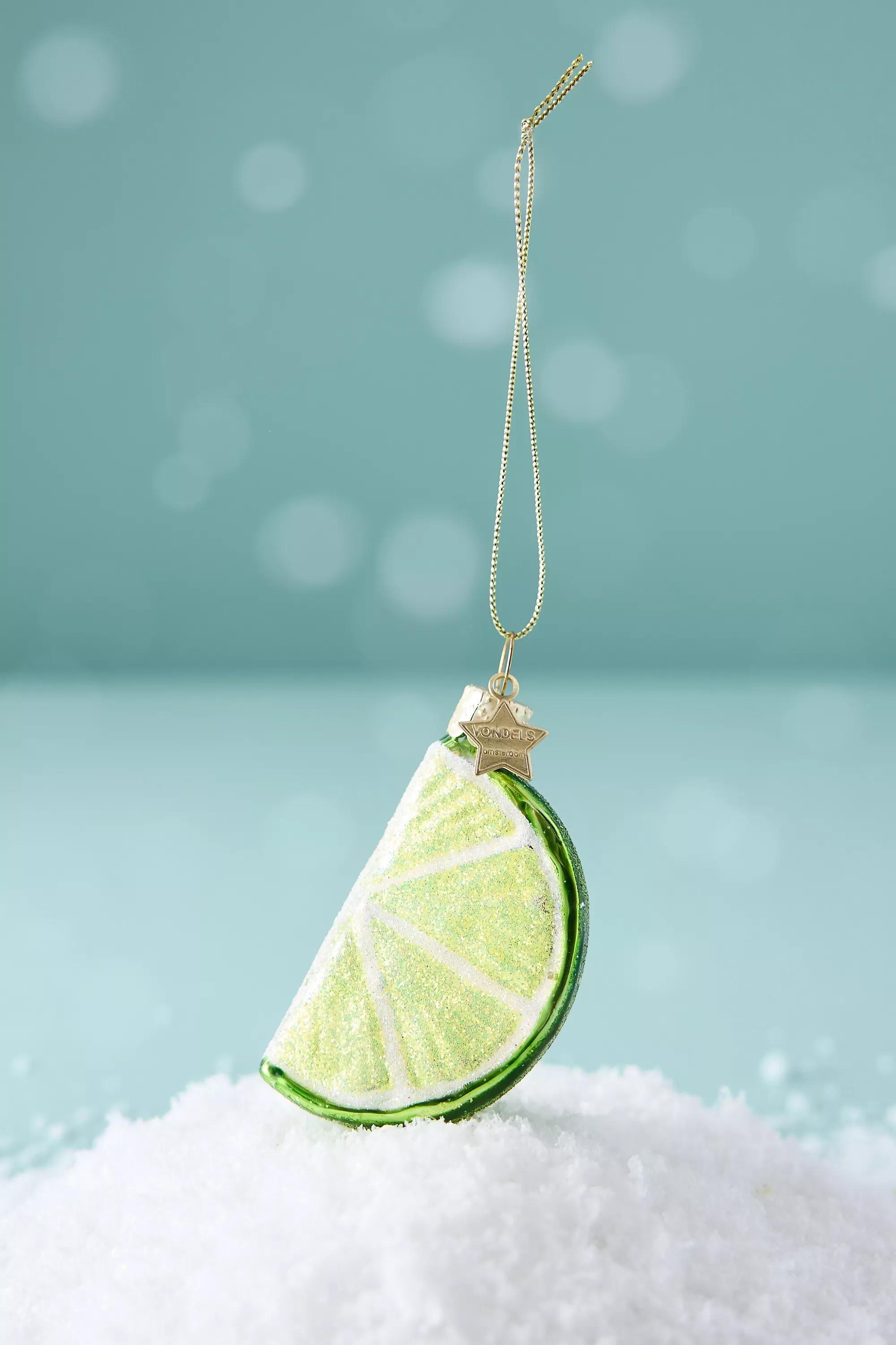 Lime Slice Glass Ornament, A501_0000, medium