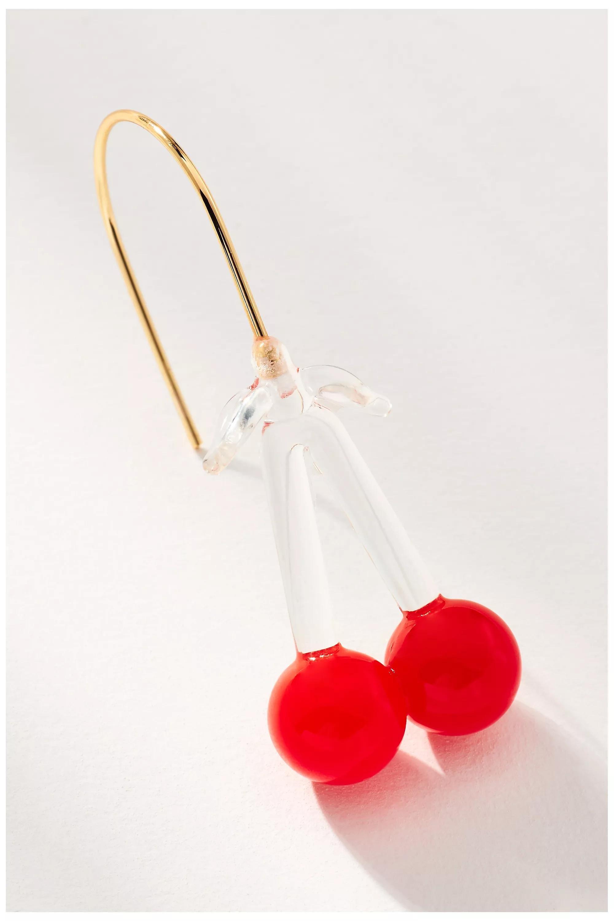 Fruit Icon Glass Drop Earrings, Red, A501_0063, large image number 4