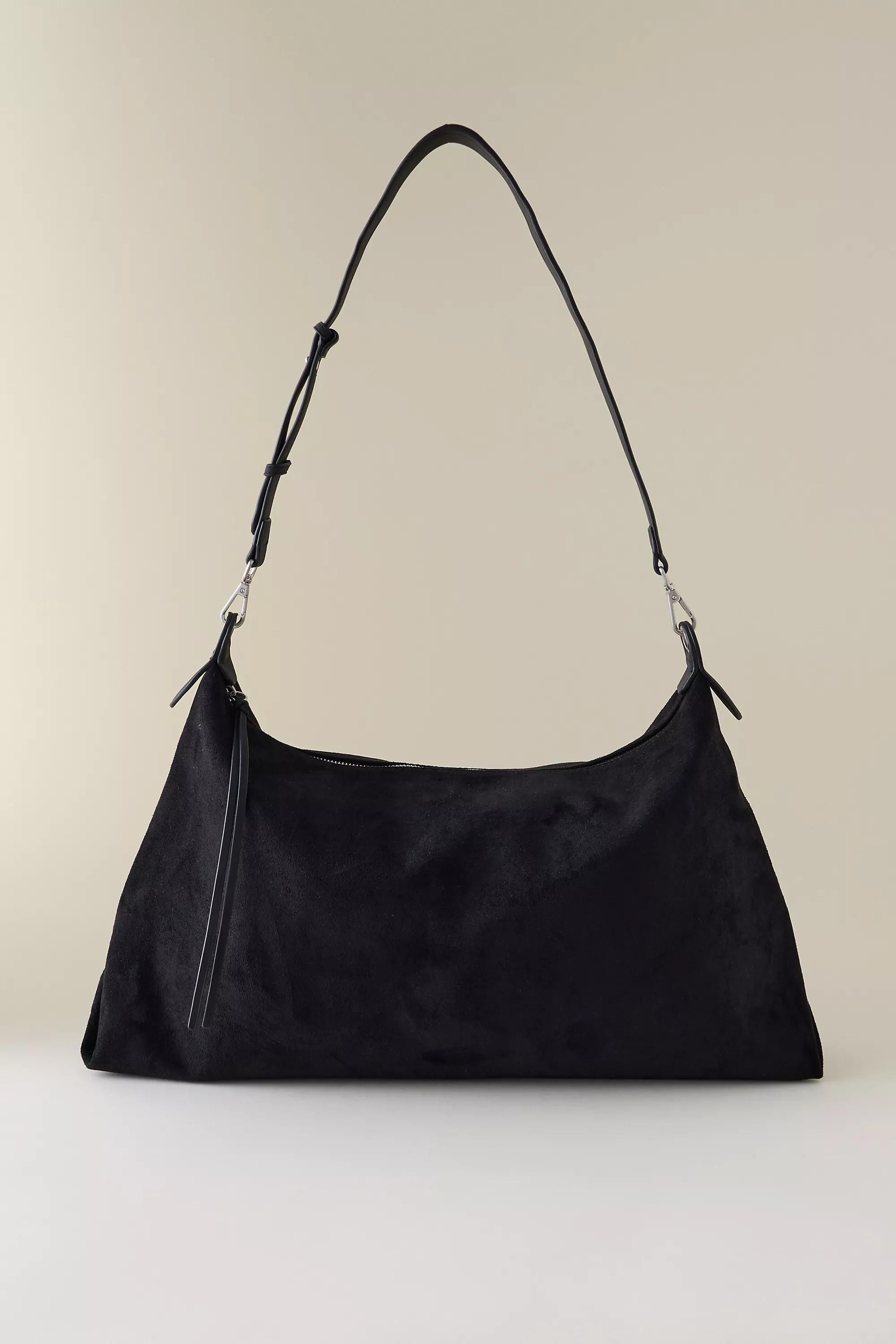 Melie Bianco Charlie Faux-Suede Shoulder Bag, Black, A501_0001, medium