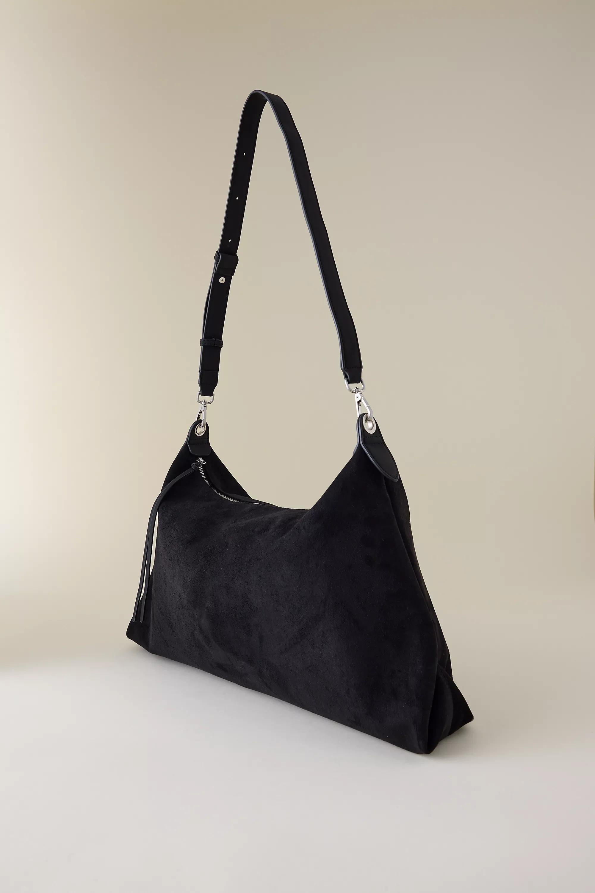 Melie Bianco Charlie Faux-Suede Shoulder Bag, Black, A501_0001, medium