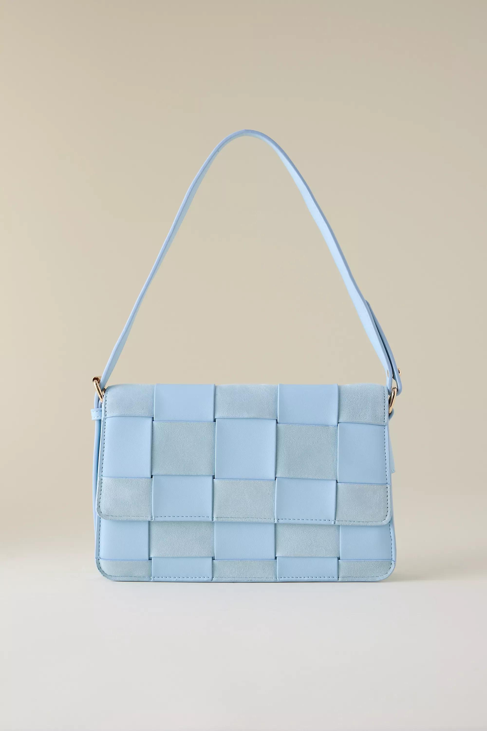 LT BLUE Two Texture Woven Shoulder Bag, A501_0048, large image number 0