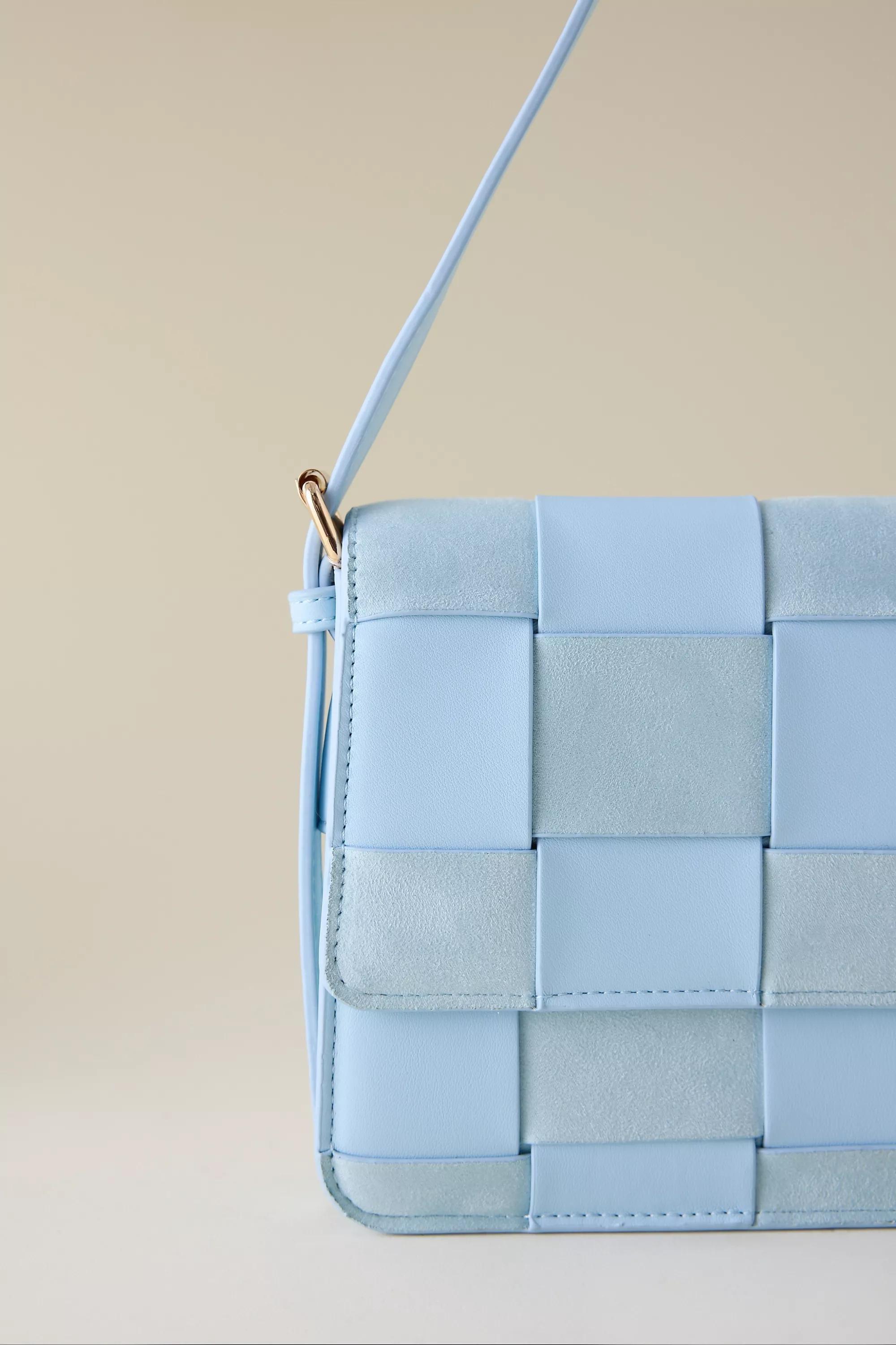 LT BLUE Two Texture Woven Shoulder Bag, A501_0048, large image number 1
