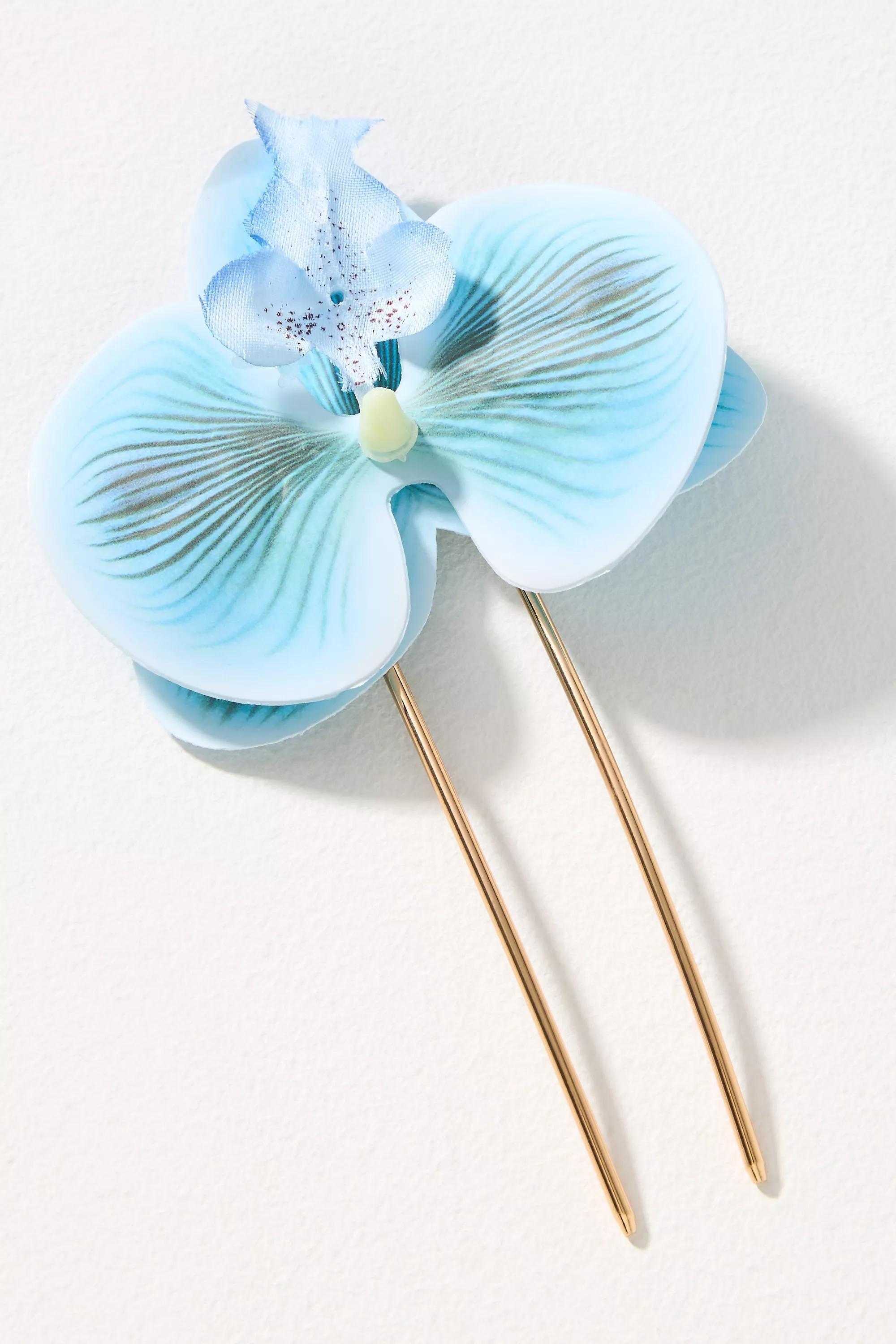 Blue Orchid Flower Hair Pin, , medium