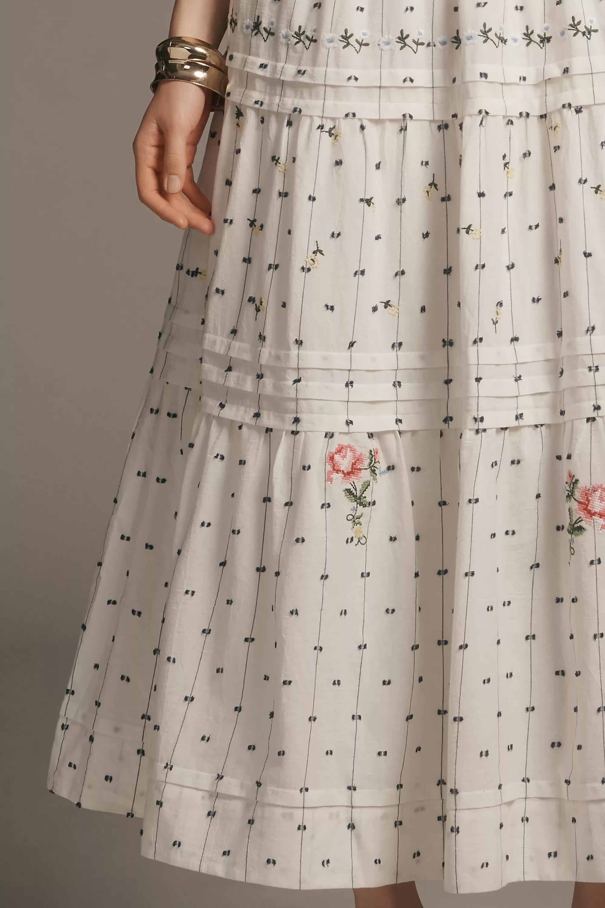 The Somerset Embroidered Dobby Maxi Dress, White, , large image number 1