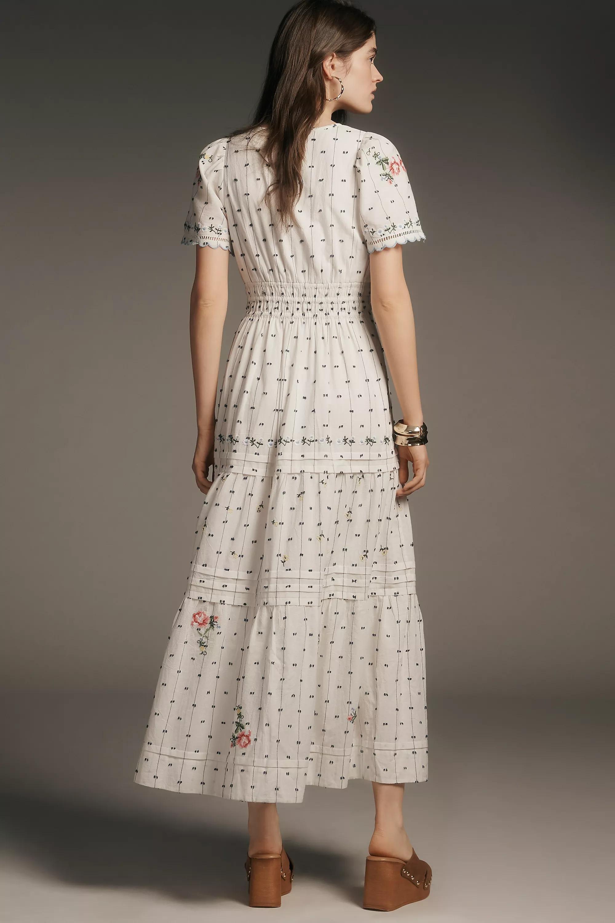 The Somerset Embroidered Dobby Maxi Dress, White, , large image number 3