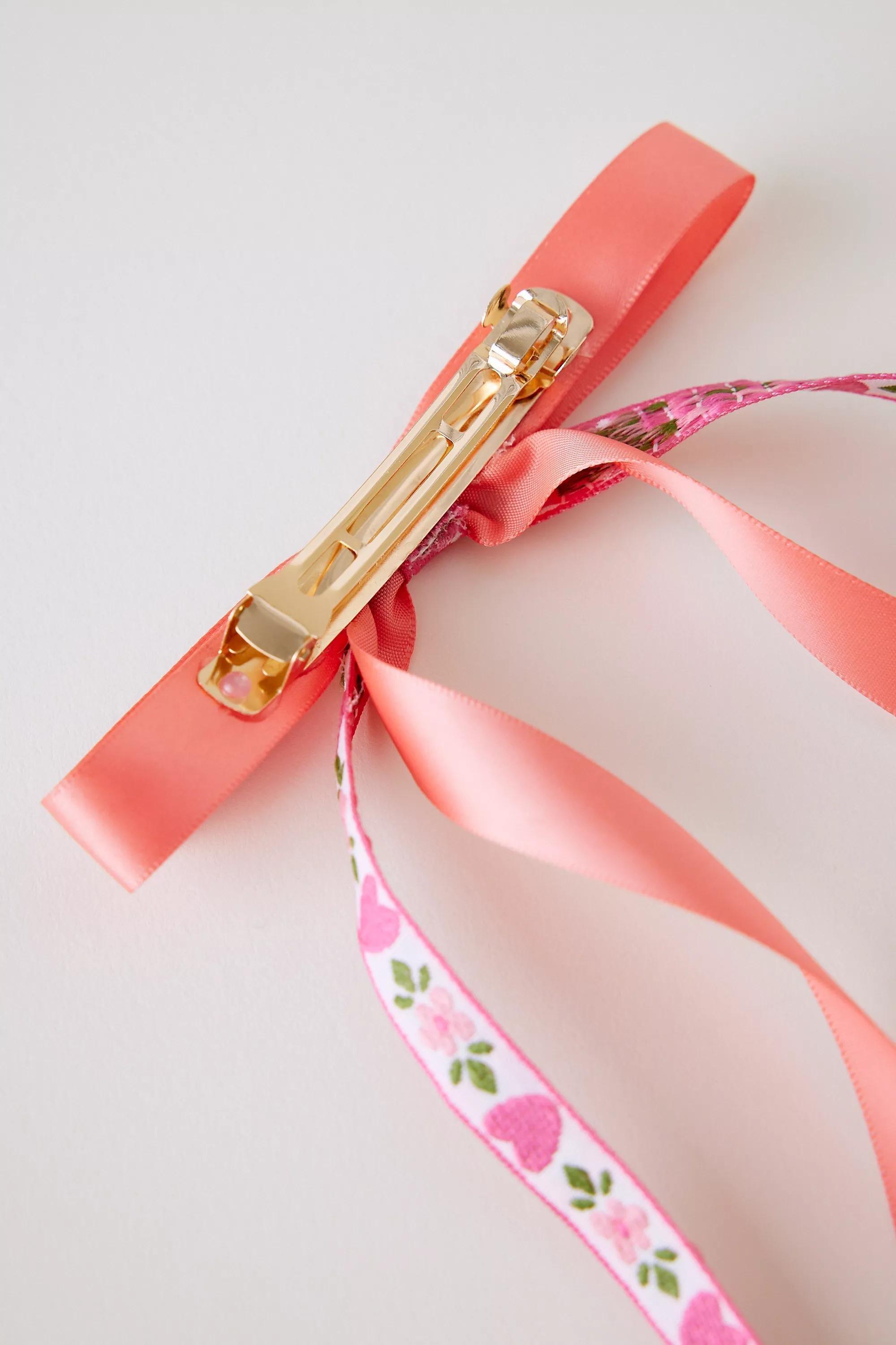 Pink Embroidered Hair Bow, Set Of 2, A501_0066, large image number 4