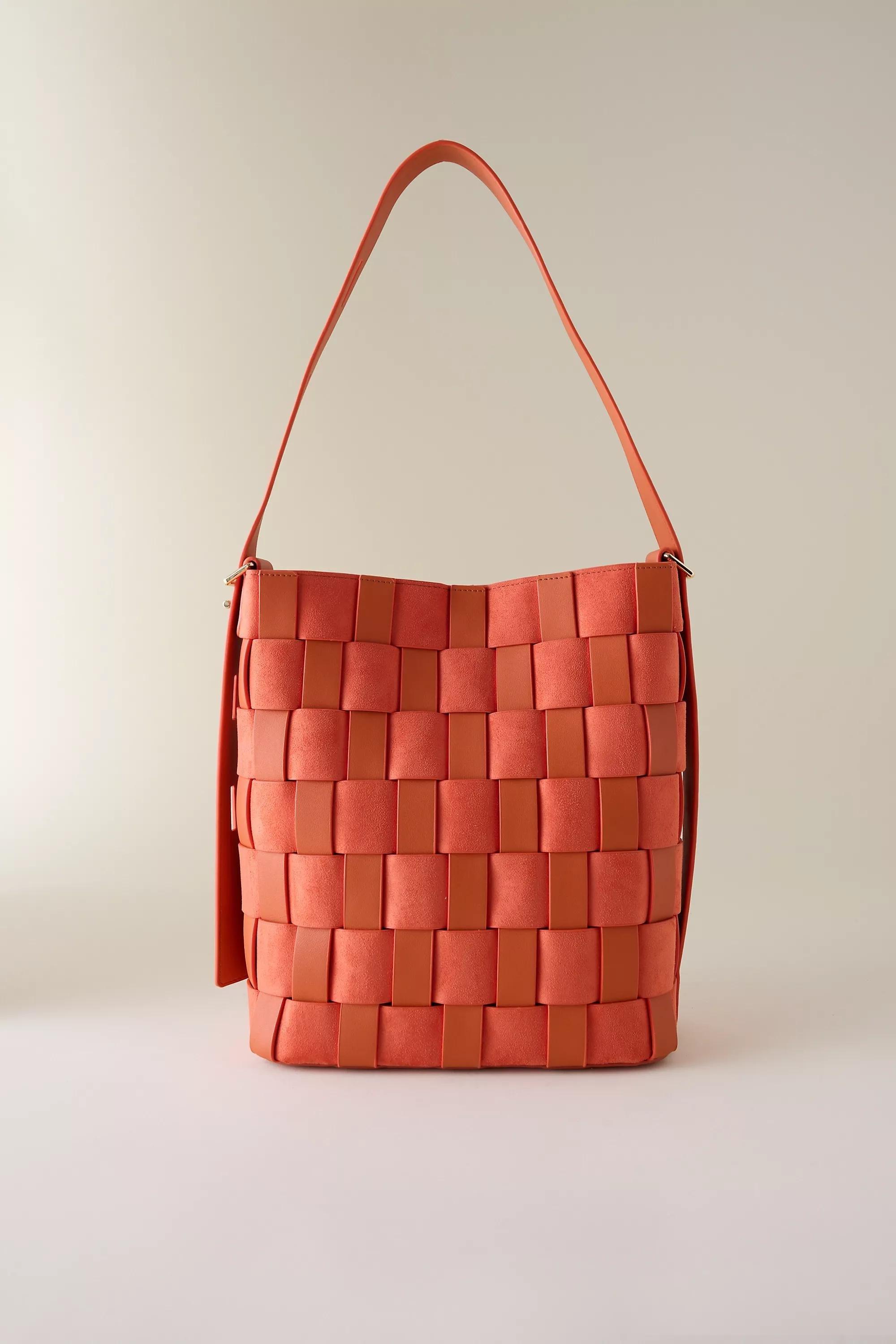 Two Texture Woven Tote Bag, Orange, A501_0085, large image number 0