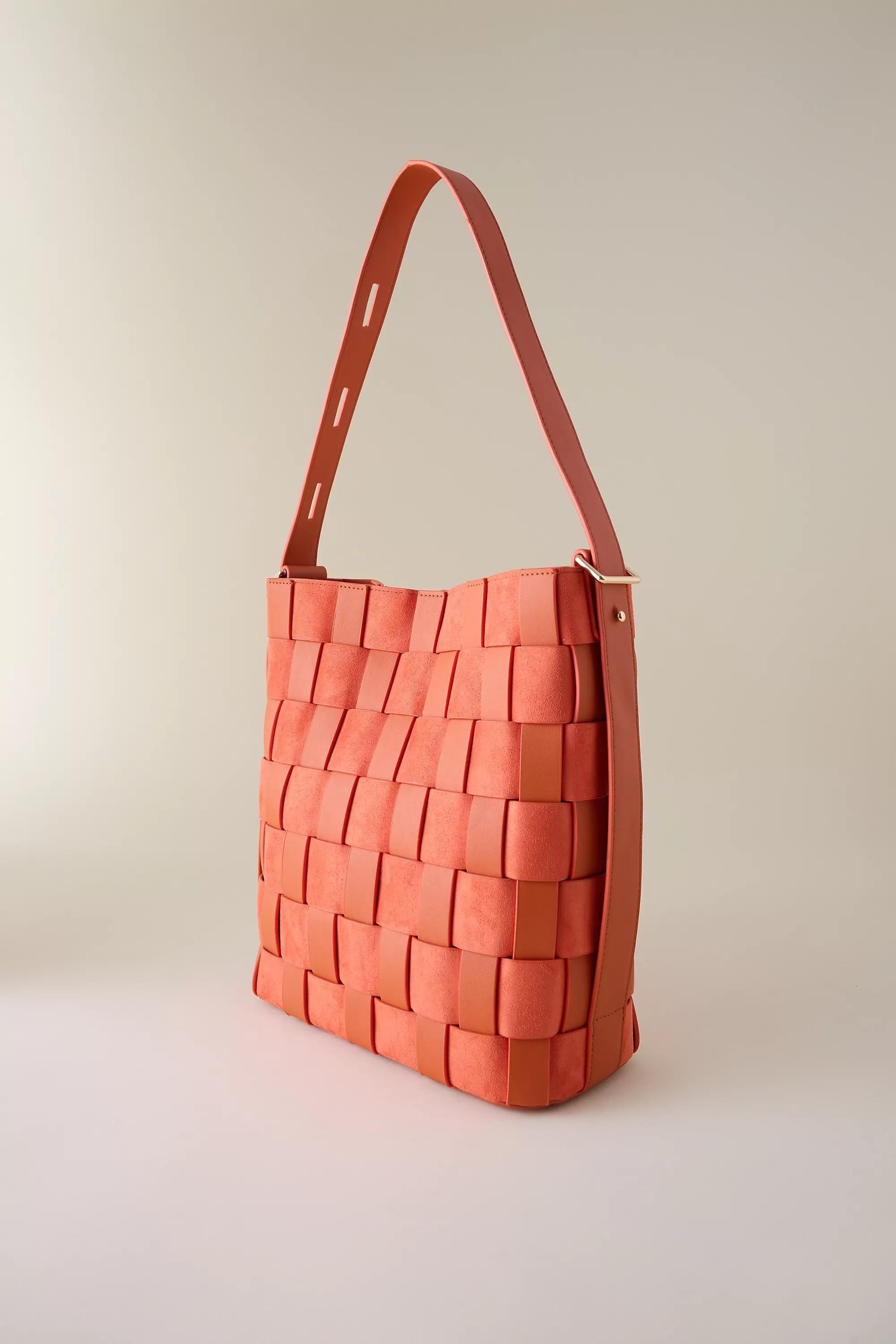 Two Texture Woven Tote Bag, Orange, A501_0085, large image number 2