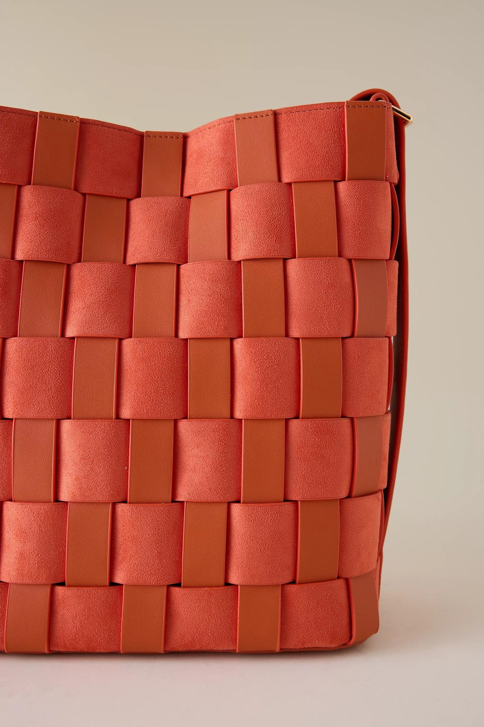 Two Texture Woven Tote Bag, Orange, A501_0085, large image number 3