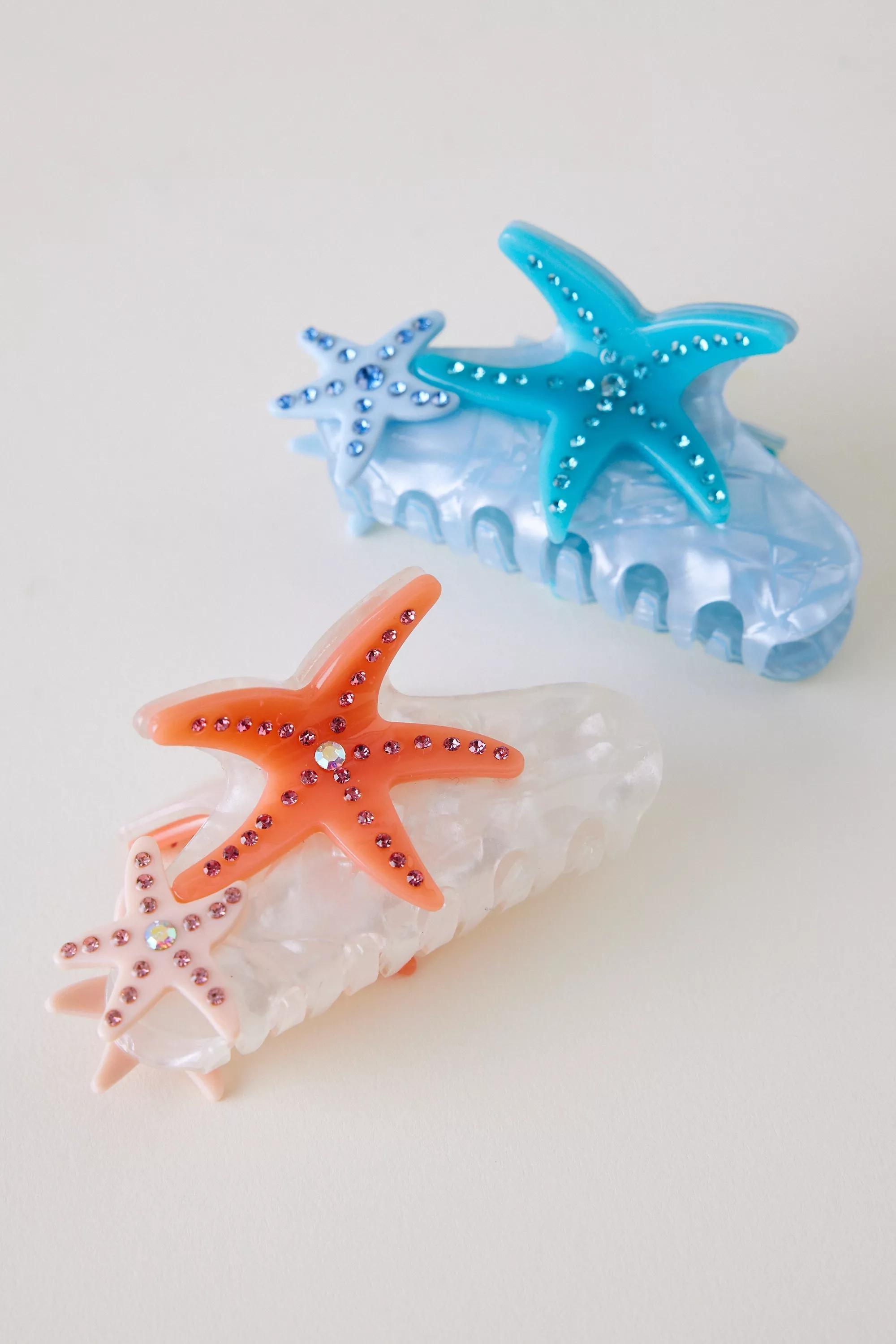 Multicolour Starfish Hair Claw Clips, Set Of 2, A501_0000, large image number 2