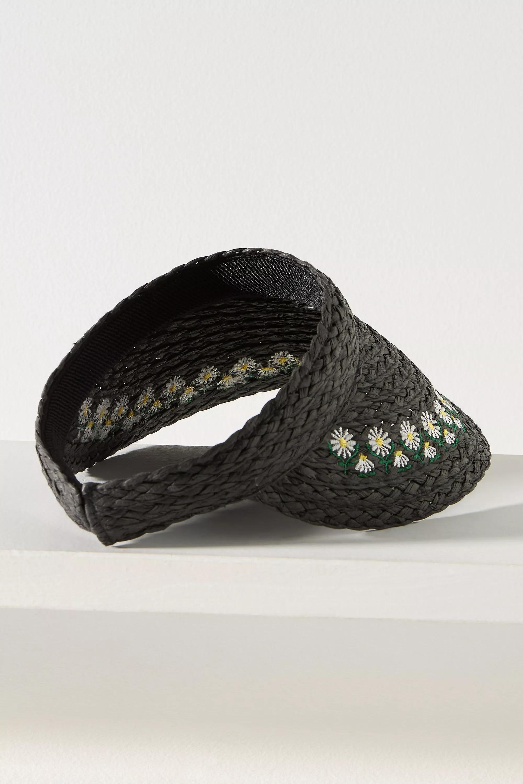 Anthropologie Embellished Straw Visor, Black, A501_0001, large image number 2