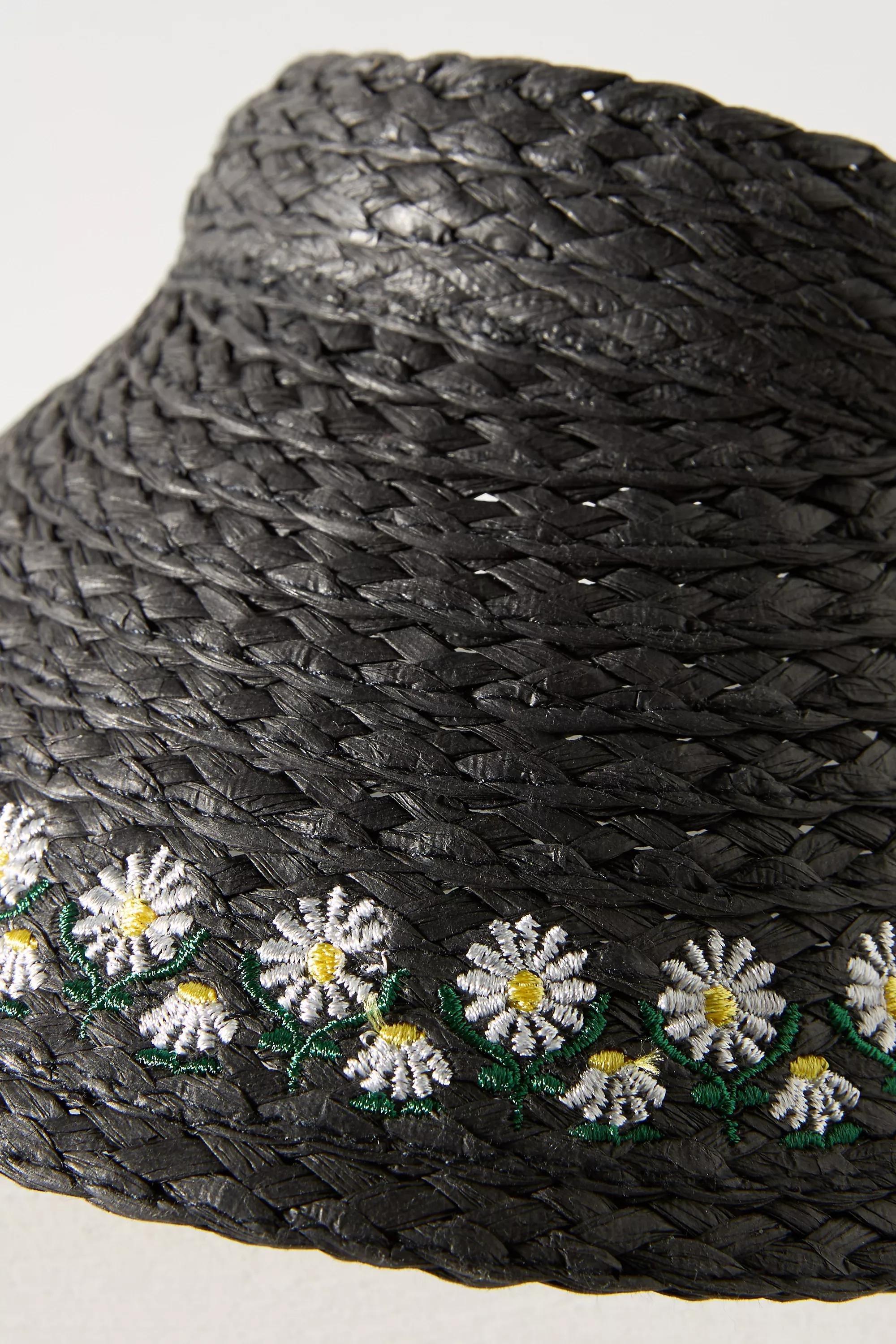Anthropologie Embellished Straw Visor, Black, A501_0001, large image number 3