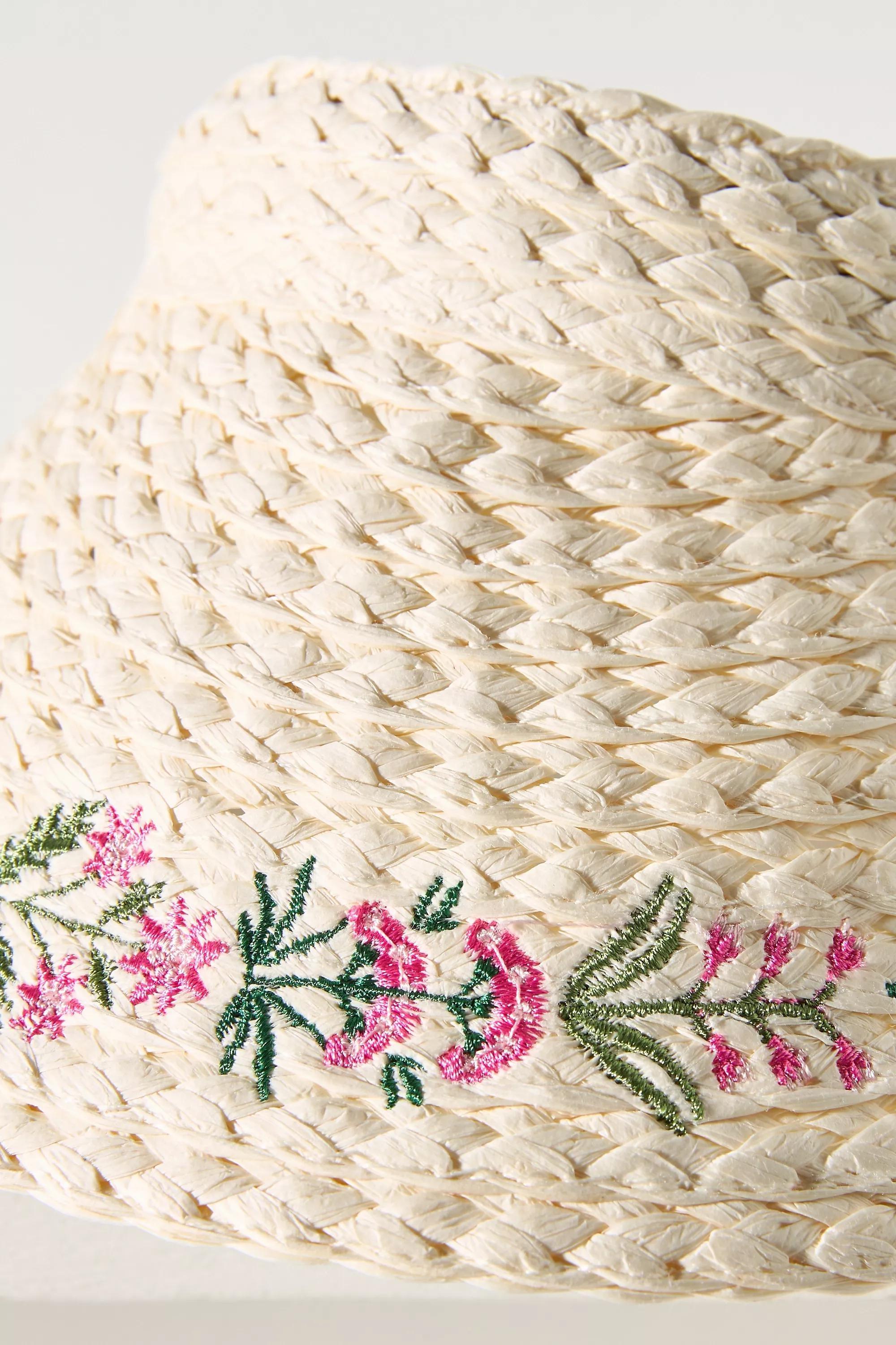 Anthropologie Hat Embroidered Visor, Beige, A501_0011, large image number 3