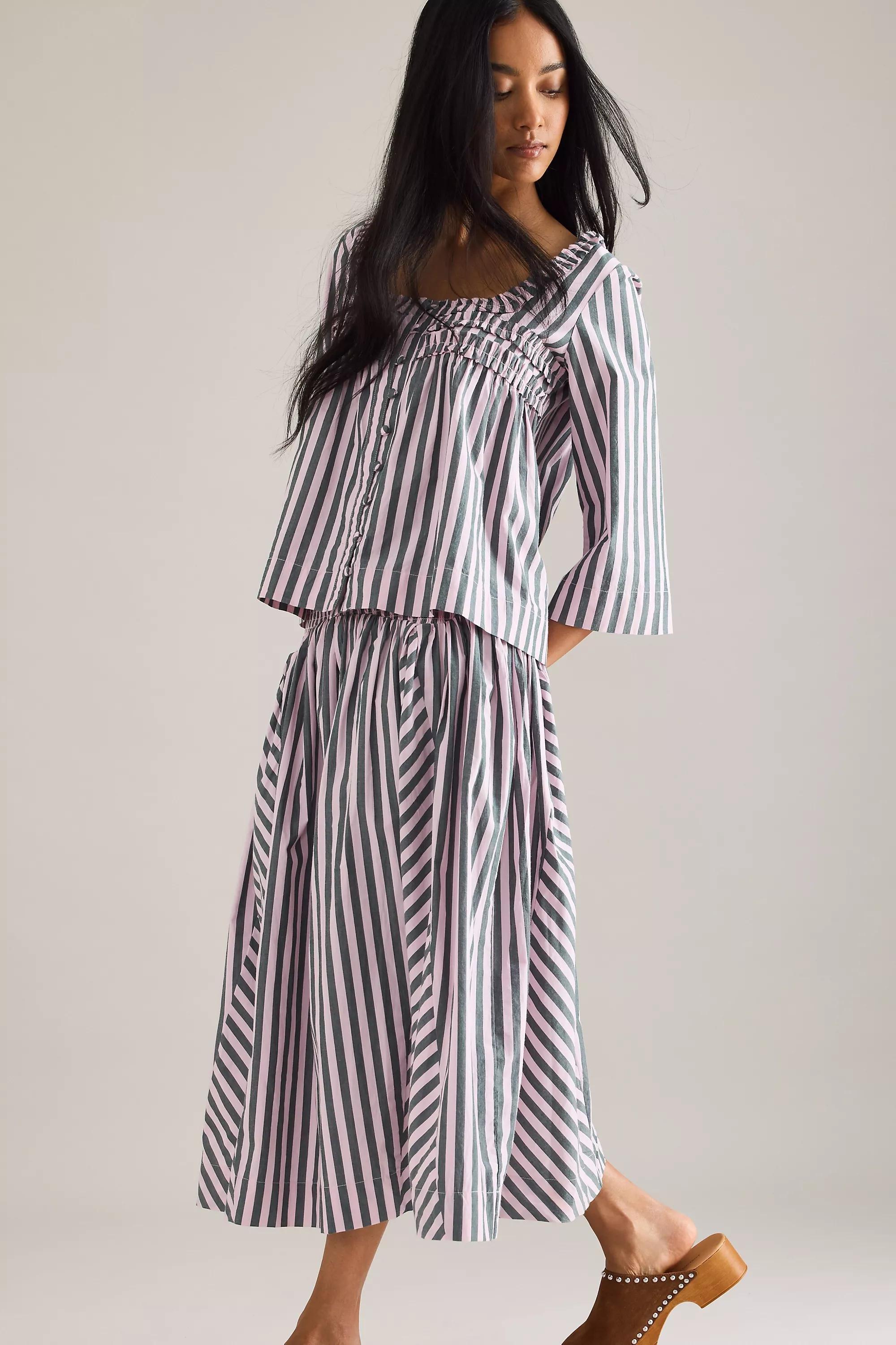 Damson Madder Layla Godet Midi Skirt, Multicolour, , large image number 2