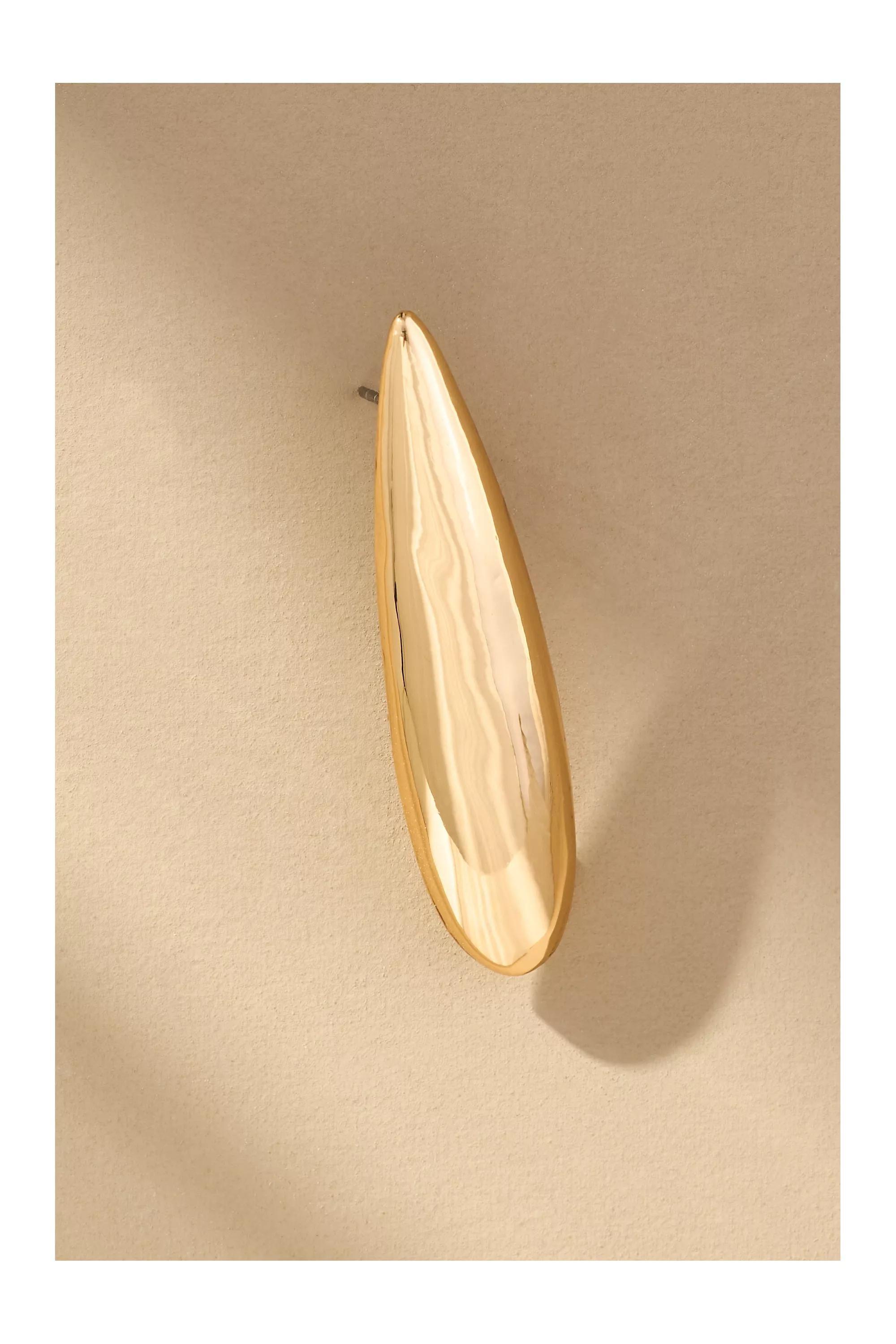 Sculptural Oval Huggie Earrings, Gold, A501_0070, large image number 2