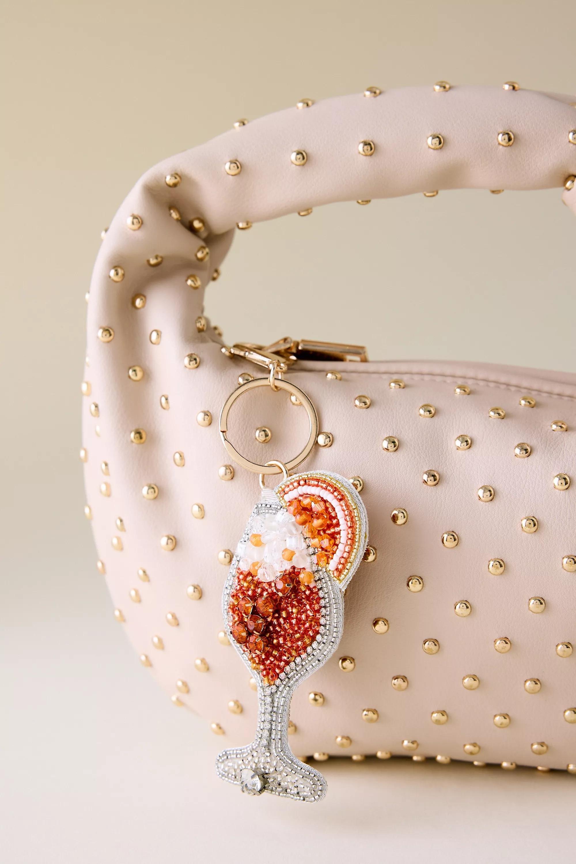 Beaded Spritz Bag Charm, Orange, A501_0080, large image number 0