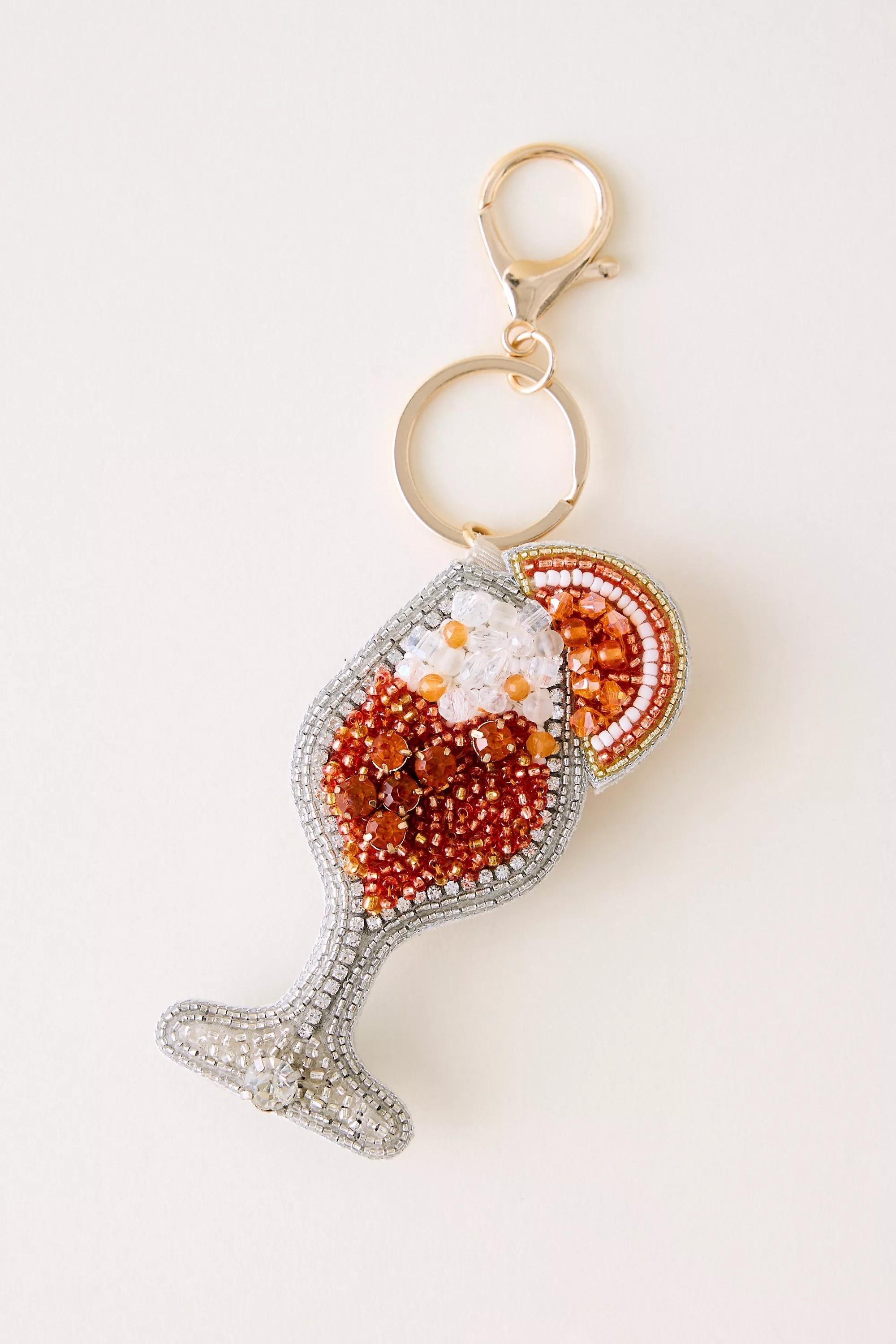 Beaded Spritz Bag Charm, Orange, A501_0080, large image number 1