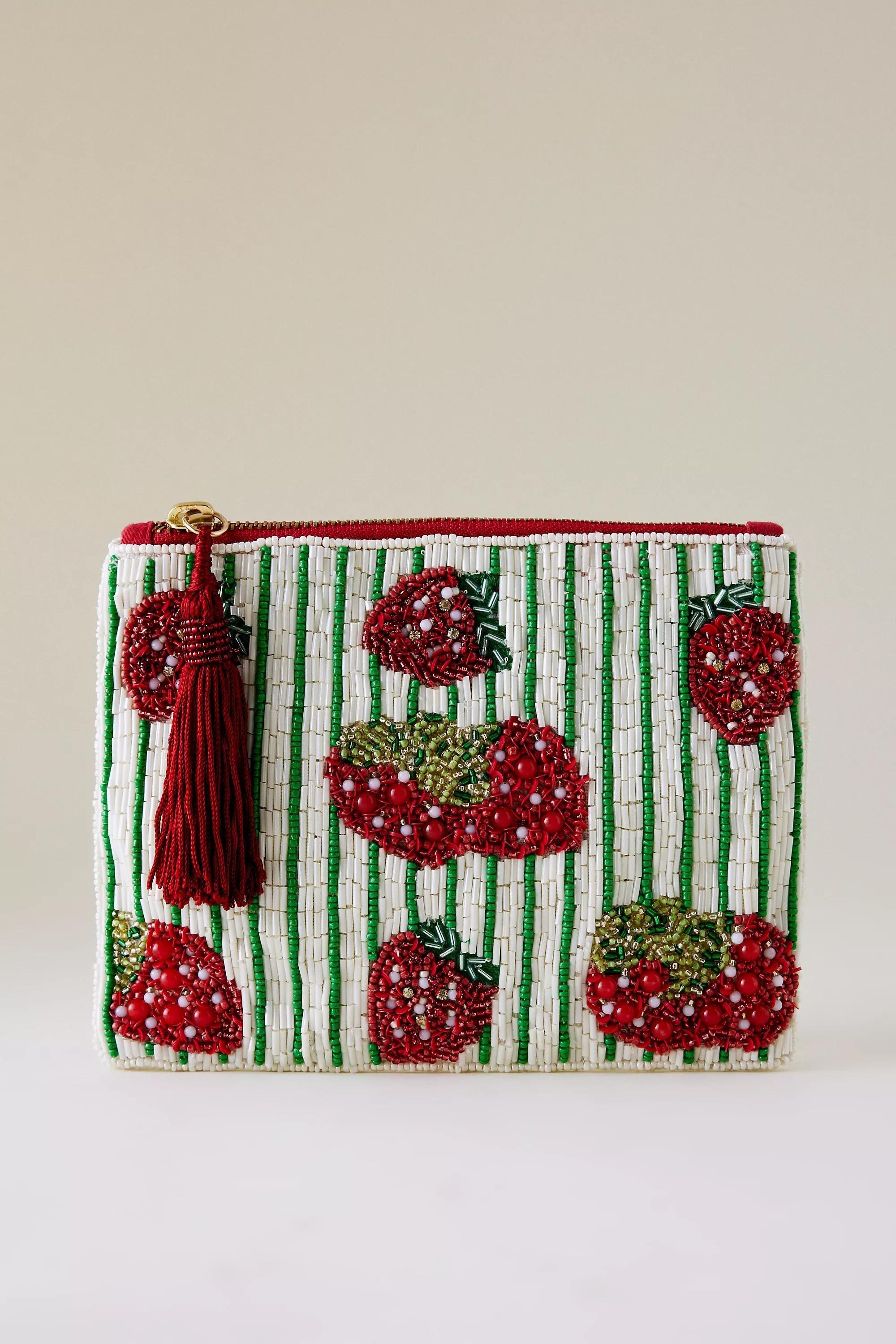 Beaded Strawberry Pouch, Red, A501_0060, large image number 0