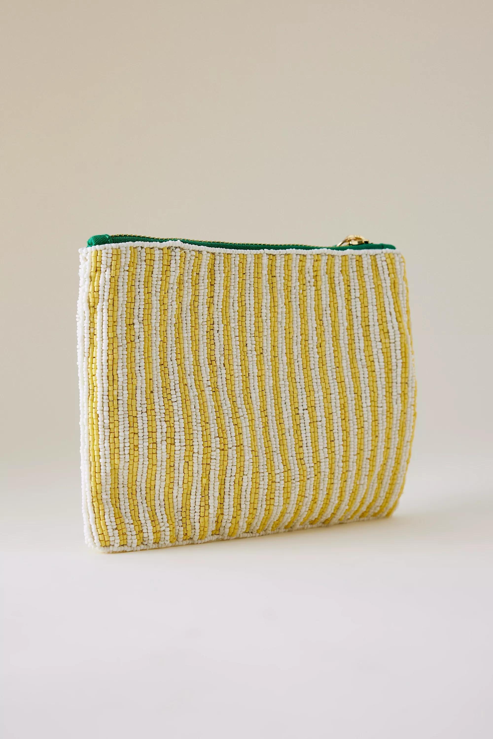 Floral Beaded Pouch, Yellow, A501_0072, large image number 1