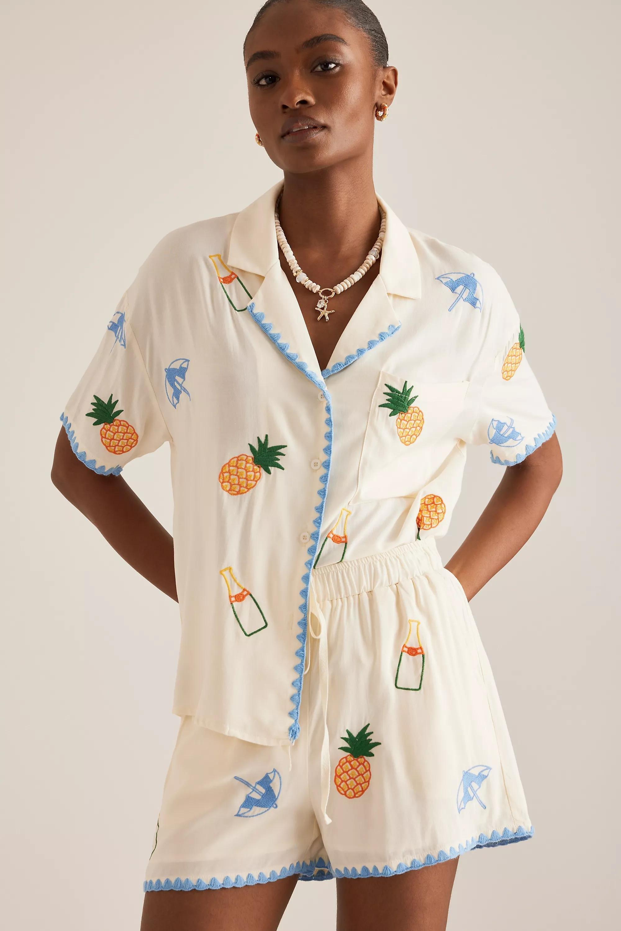 Anthropologie Tropical Nightwear Sets, Cream, , large image number 0