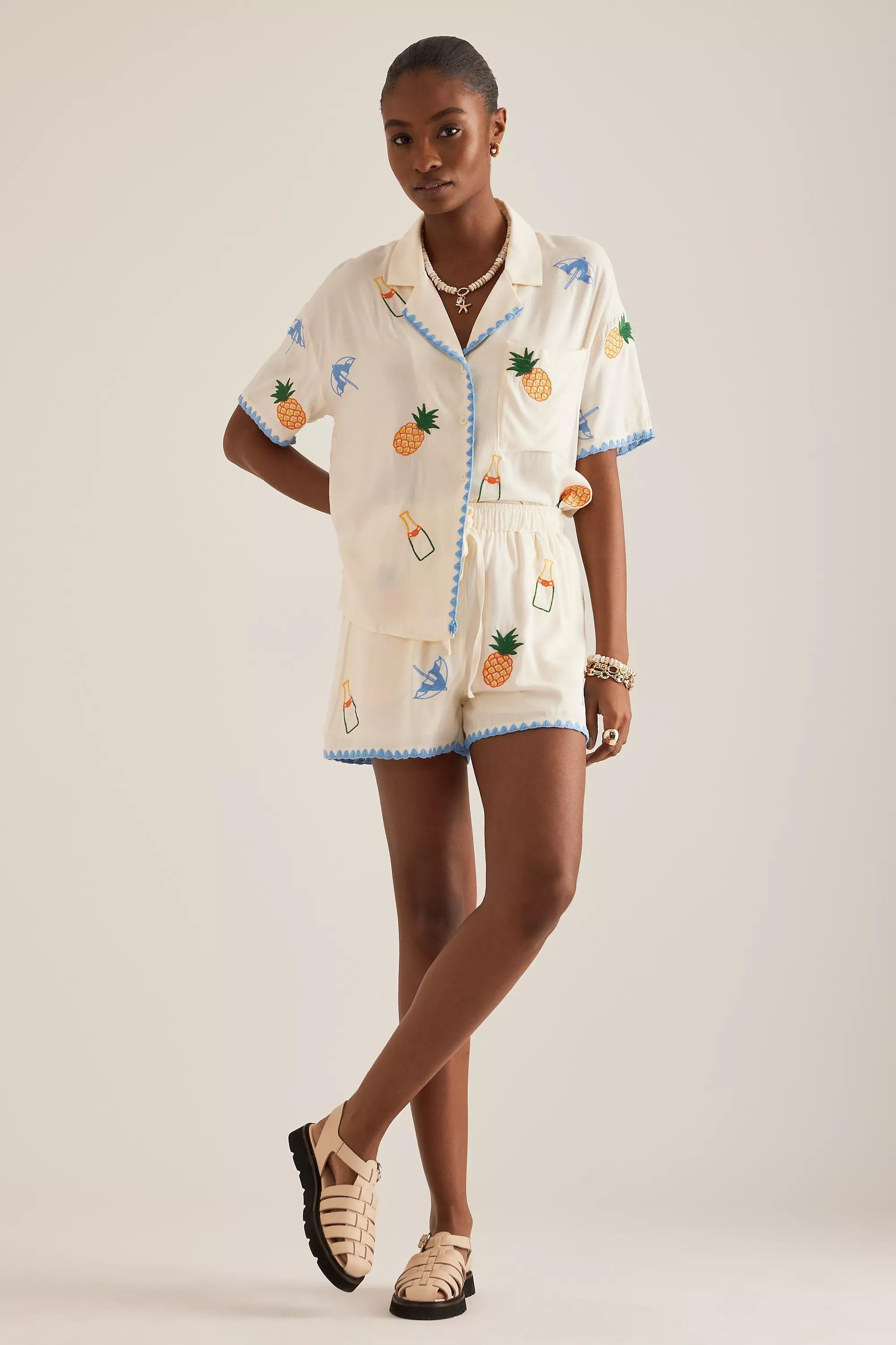 Anthropologie Tropical Nightwear Sets, Cream, , large image number 1