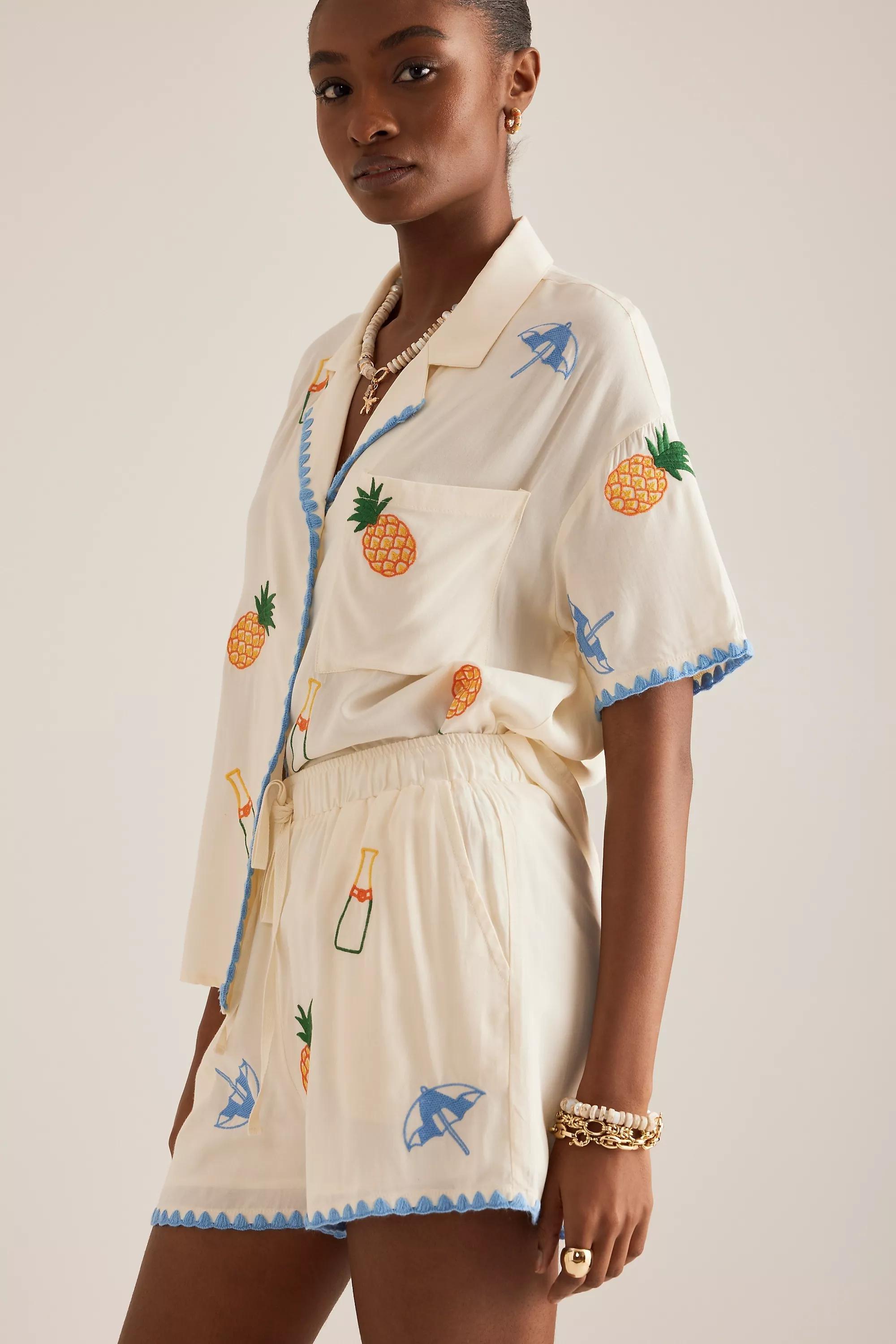 Anthropologie Tropical Nightwear Sets, Cream, , large image number 2