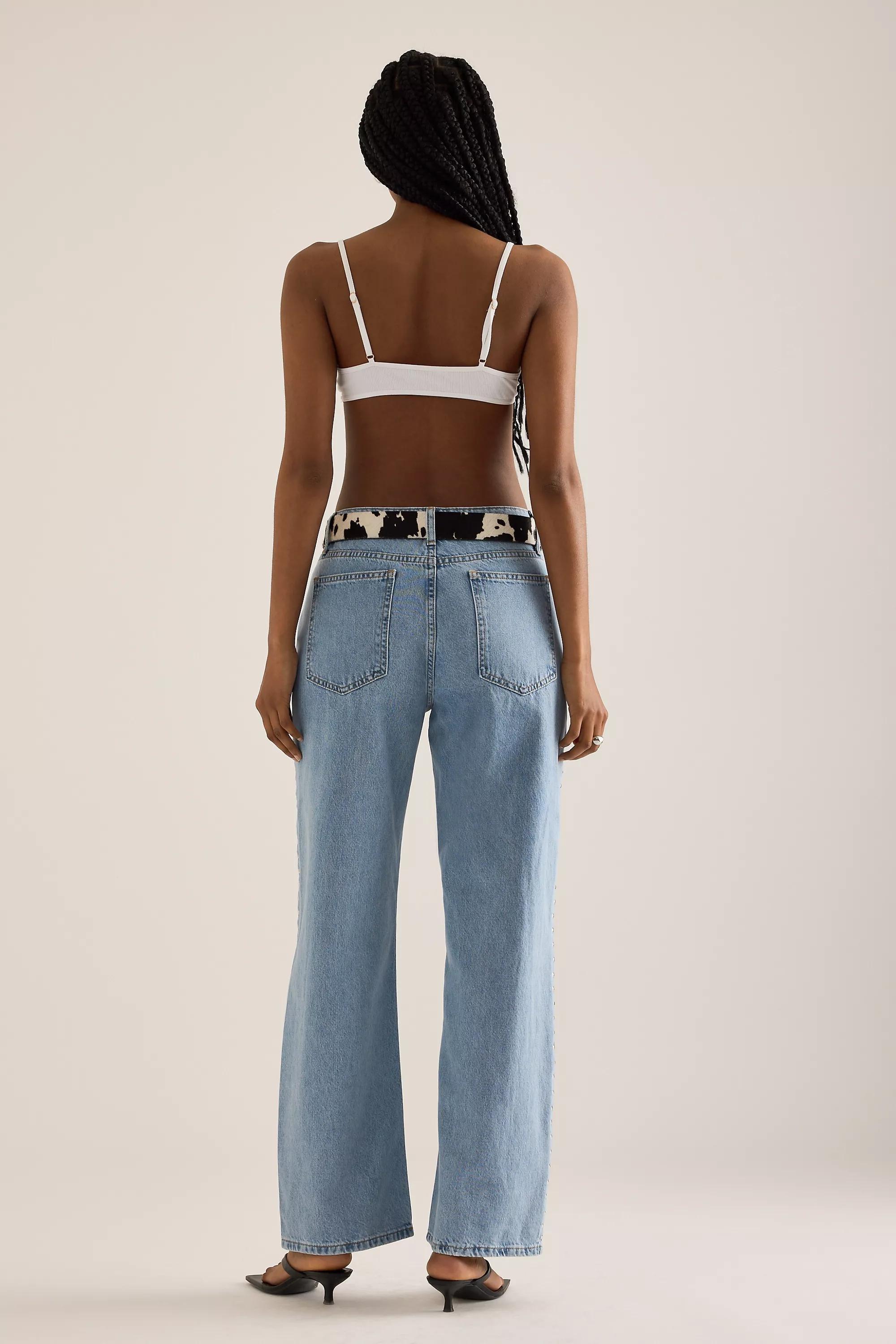 DENIM MEDIUM BLUE By Anthropologie Studded Slouchy Jeans, , large image number 5