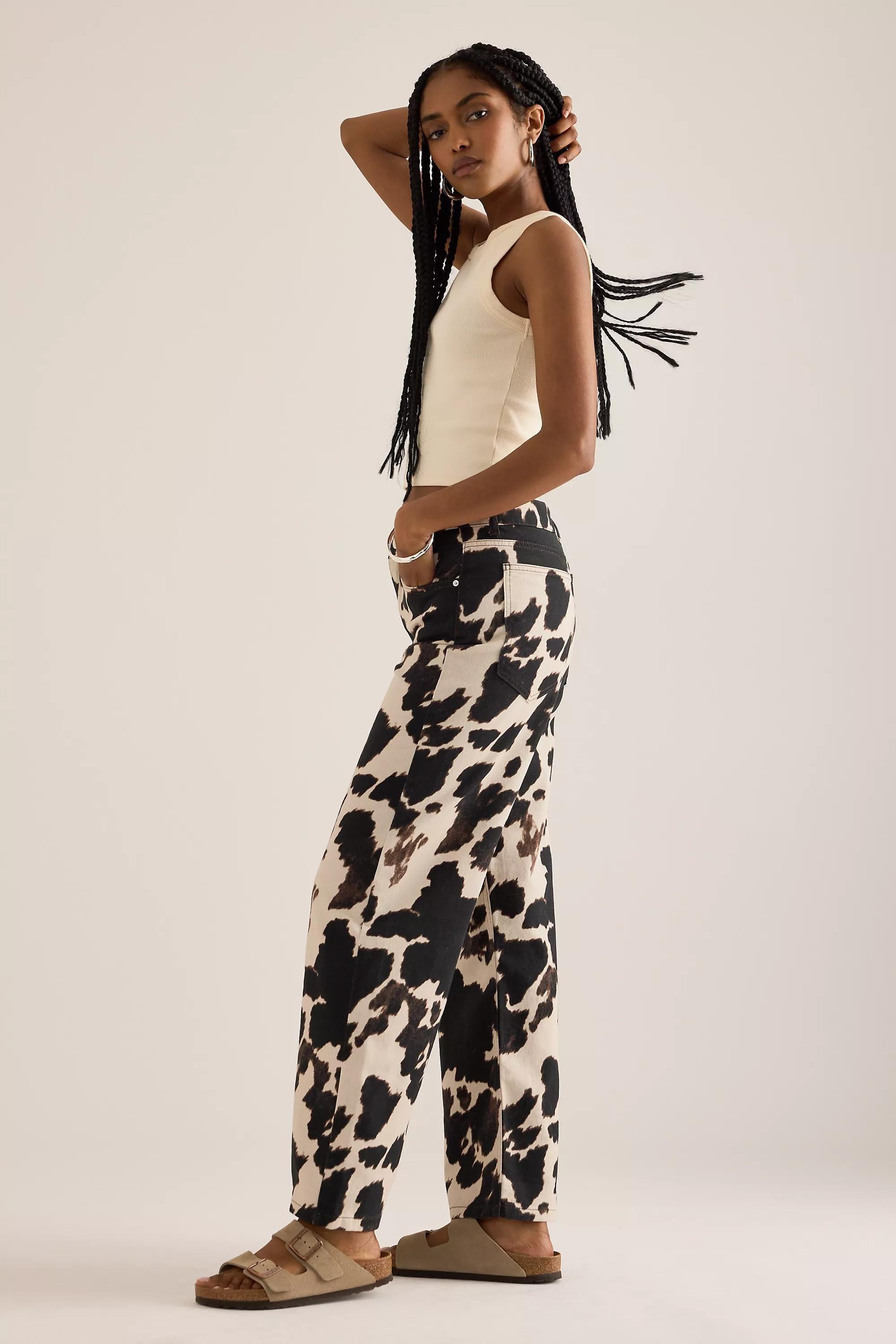 NEUTRAL PATTERN By Anthropologie Cow Print Straight-Leg Jeans, A501_0015, large image number 1