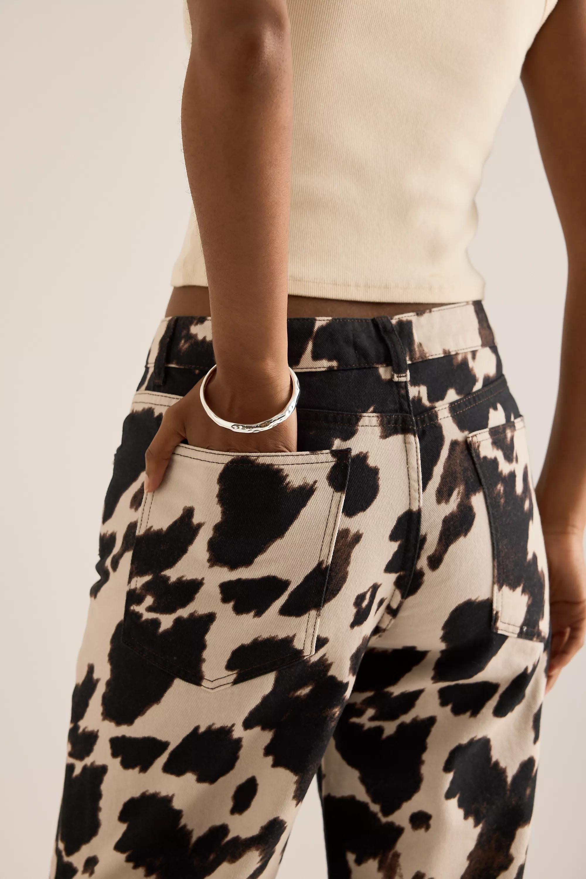 NEUTRAL PATTERN By Anthropologie Cow Print Straight-Leg Jeans, , large image number 4