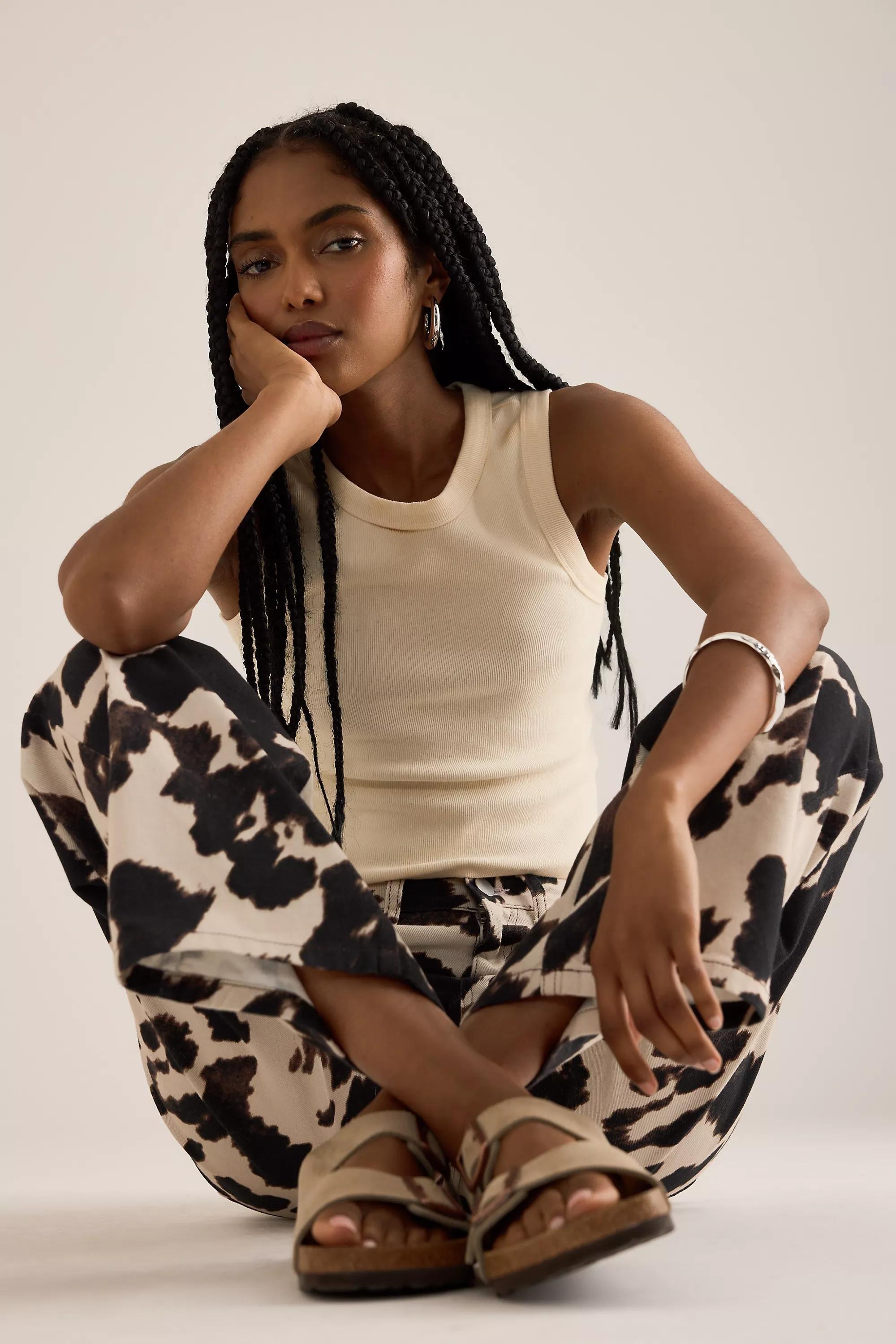 NEUTRAL PATTERN By Anthropologie Cow Print Straight-Leg Jeans, A501_0015, large image number 5