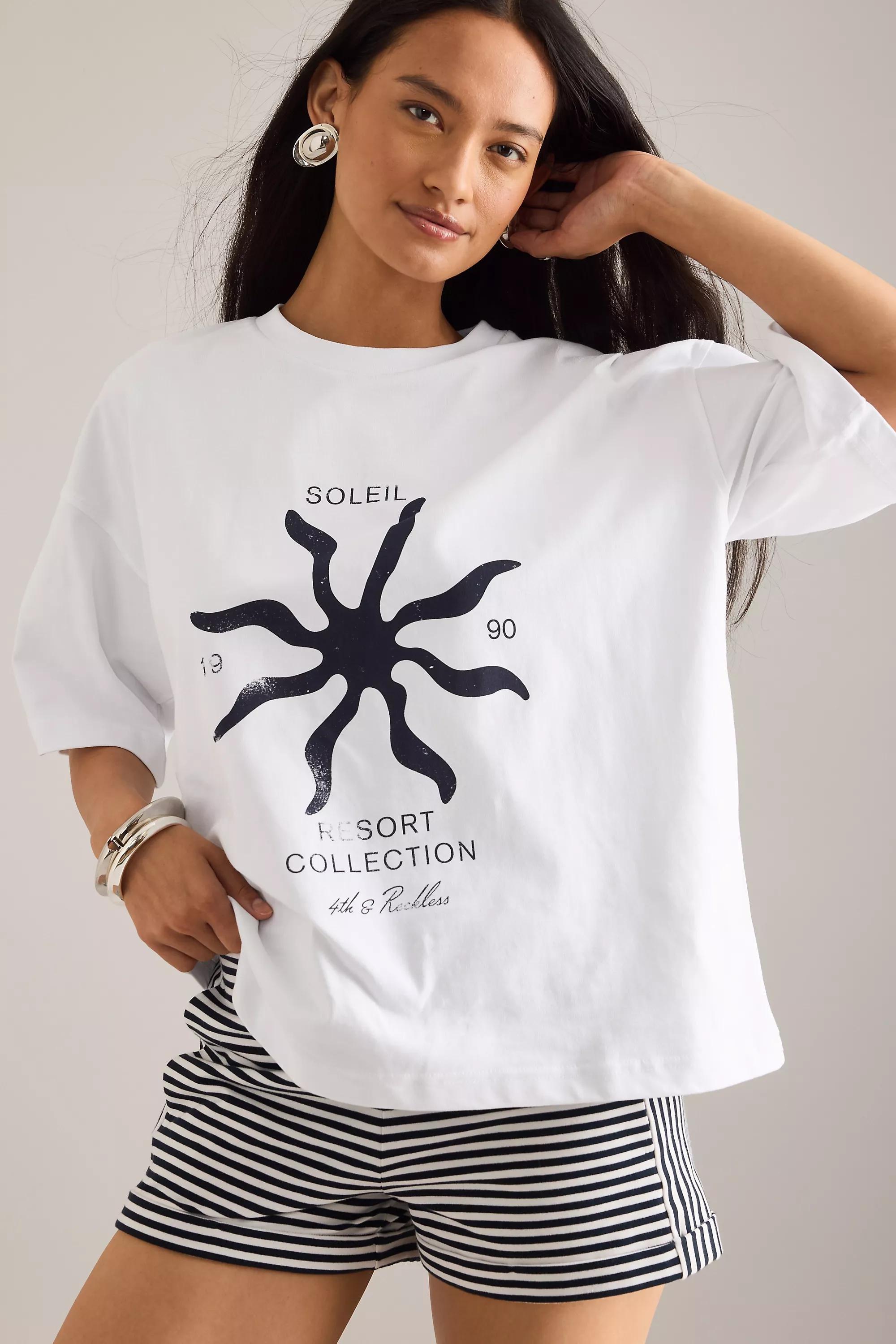 4Th And Reckless Chiara Graphic Oversized T-Shirt, White, A501_0010, medium