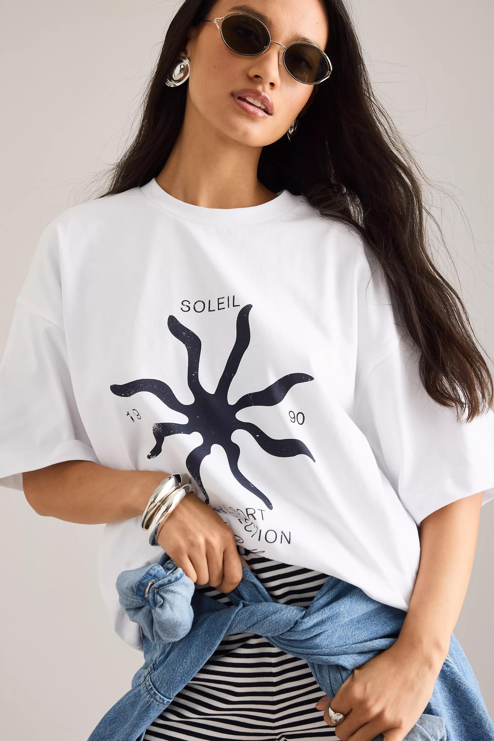 4Th And Reckless Chiara Graphic Oversized T-Shirt, White, A501_0010, large image number 4