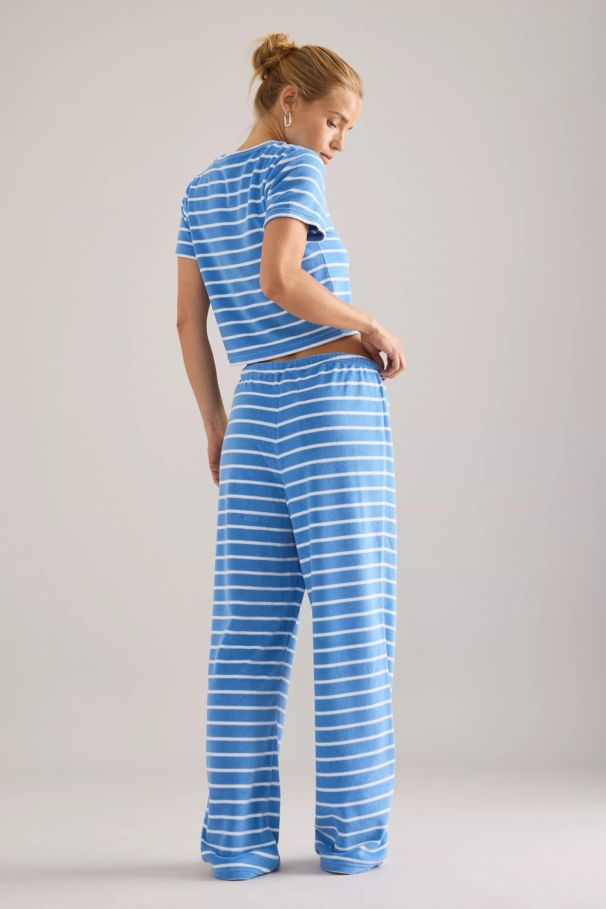 Livia Stripe Towelling T-Shirt, Blue, , large image number 1