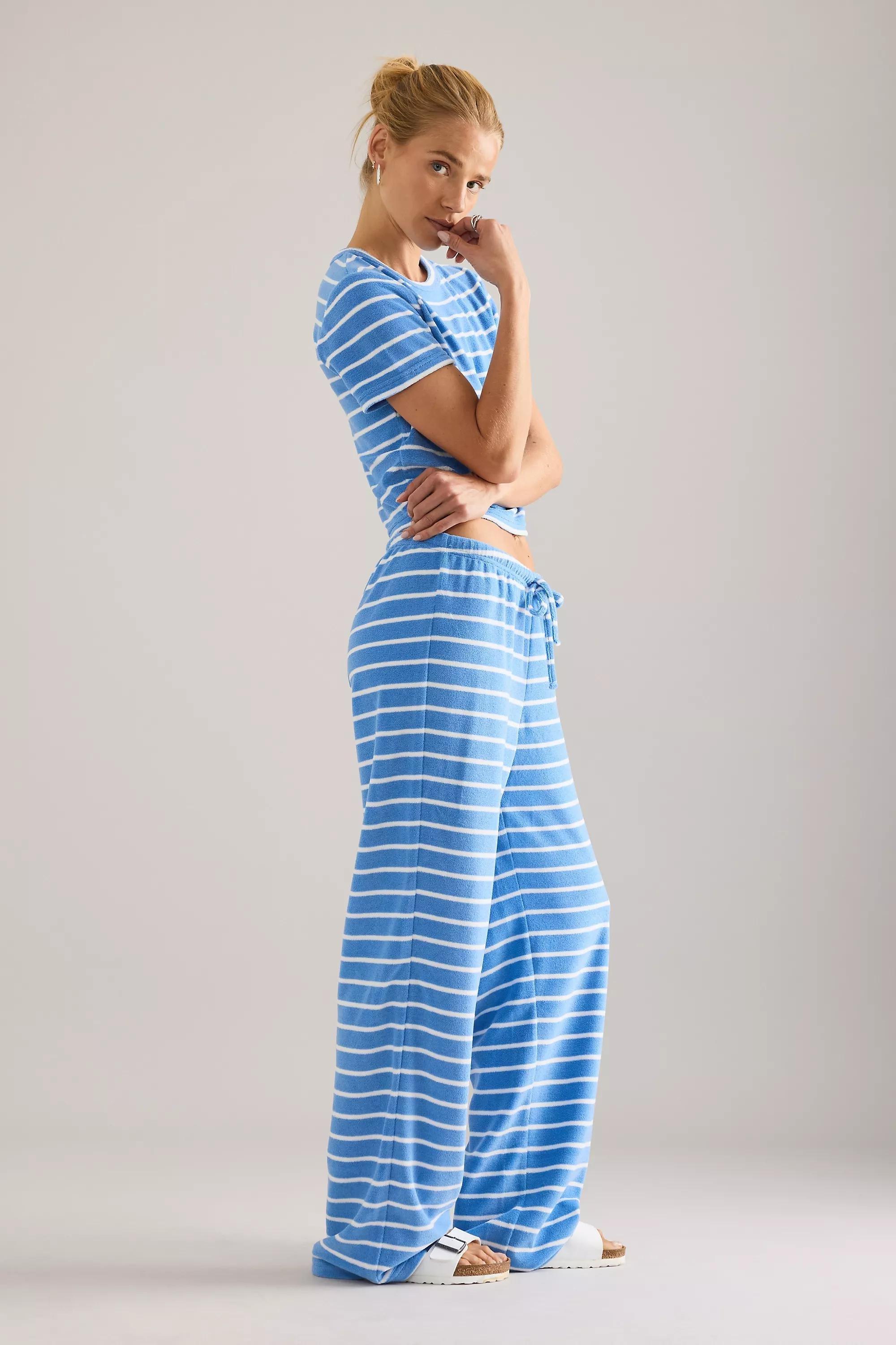 Livia Stripe Towelling T-Shirt, Blue, , large image number 2