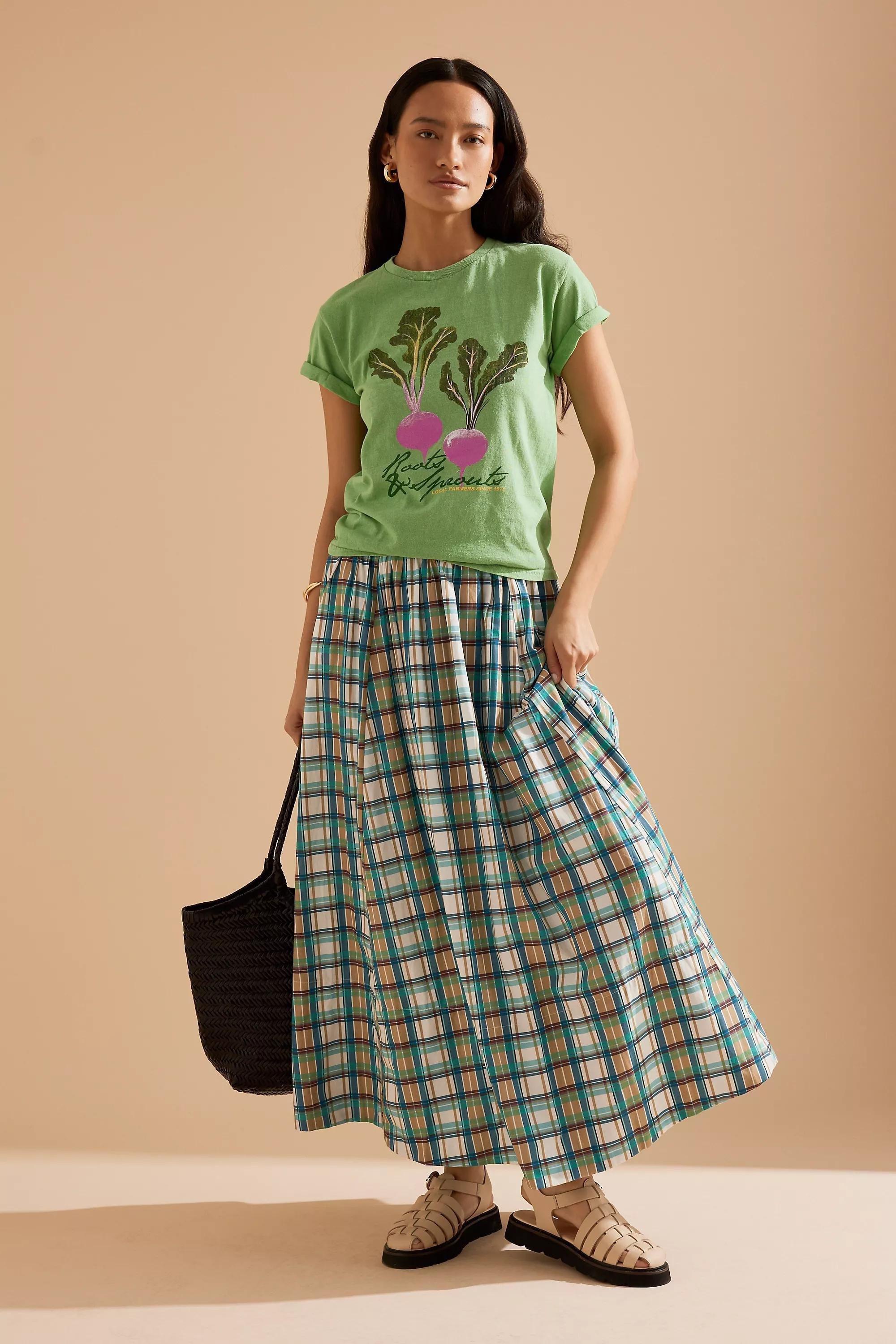 Anthropologie Graphic Print Basic Shirt, Green, A501_0030, medium