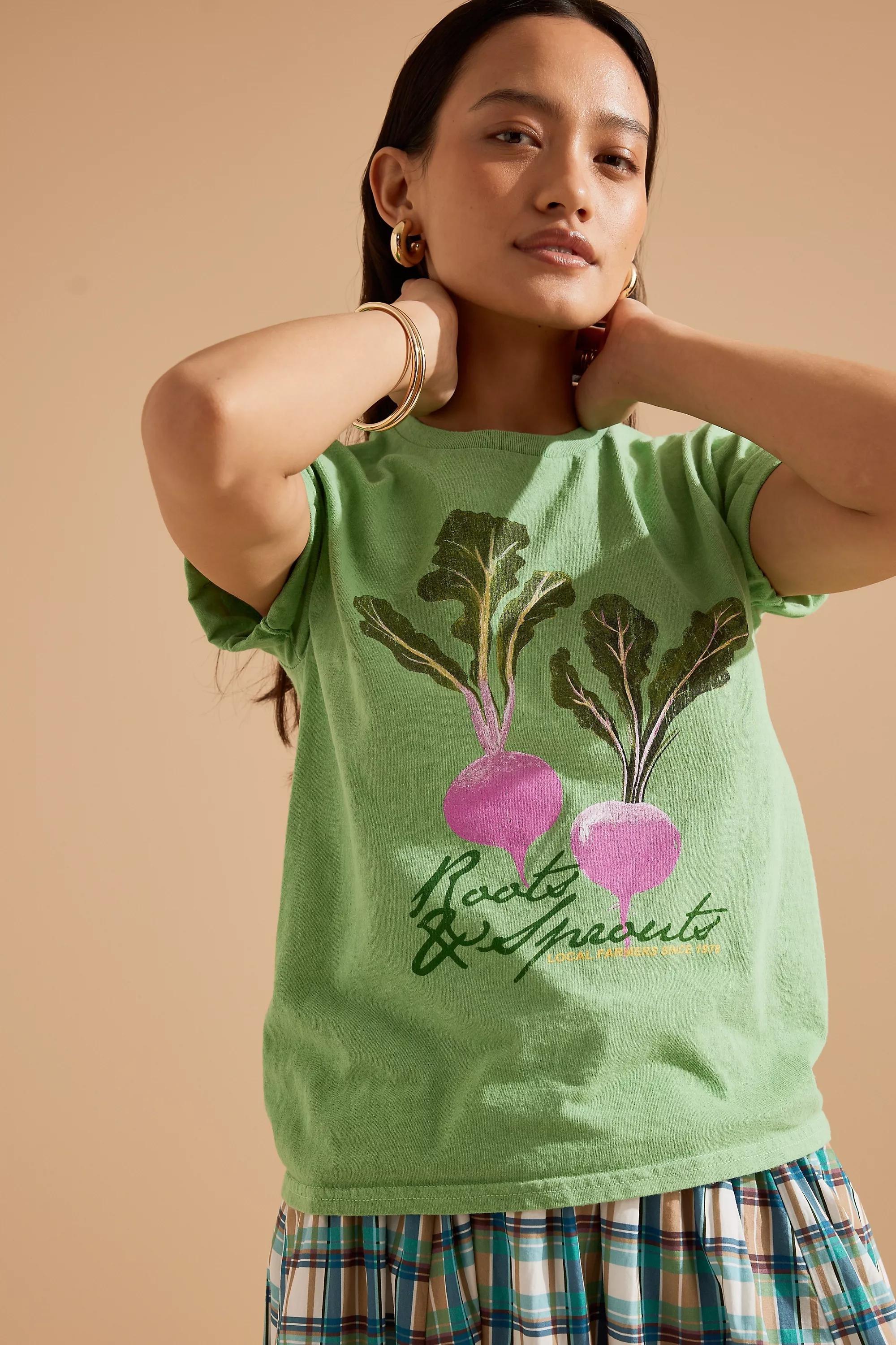 By Anthropologie Printed T- Shirt, Green, , large image number 5