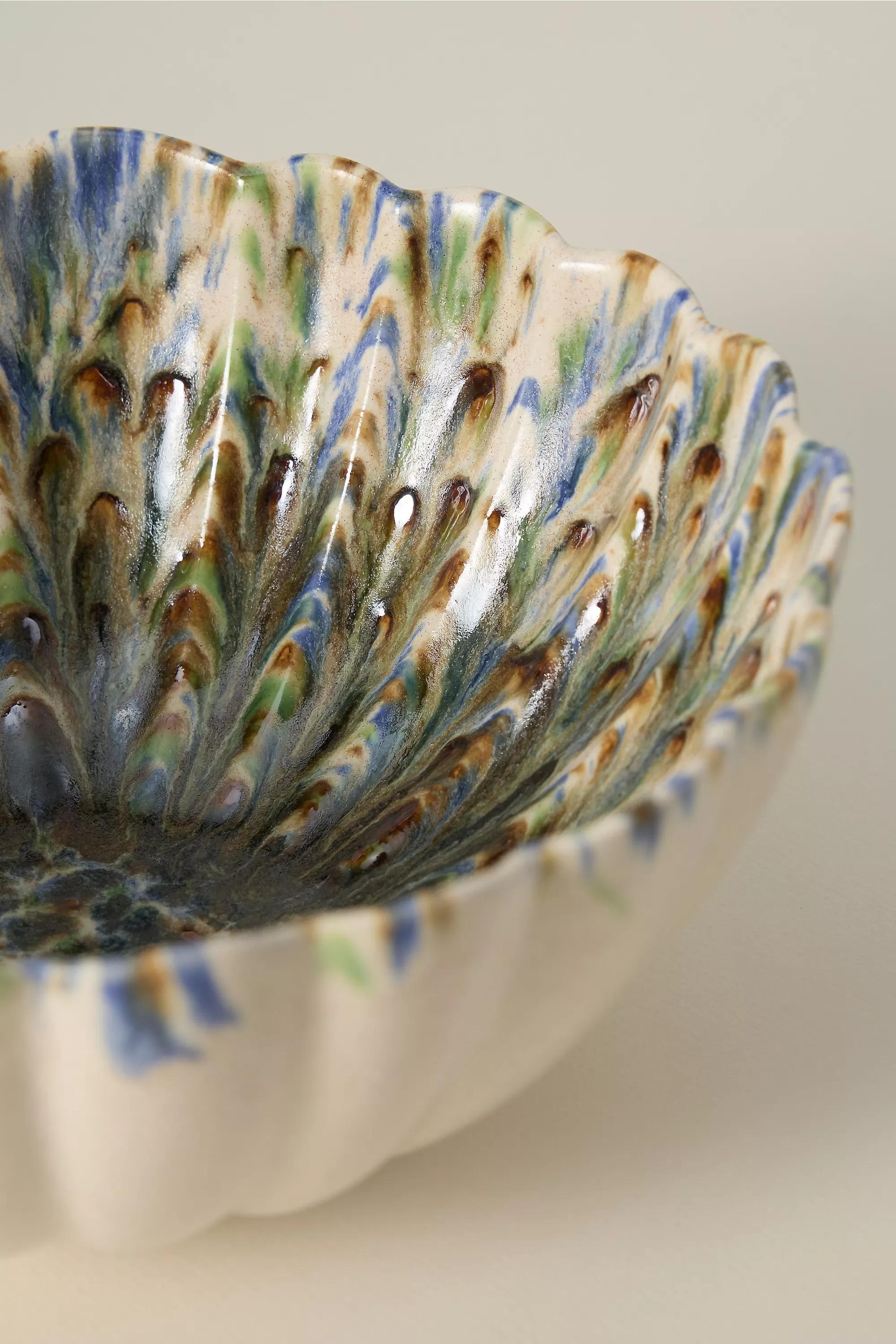 GREEN PATTERN Lagos Portuguese Stoneware Serve Bowl, A501_0038, large image number 1