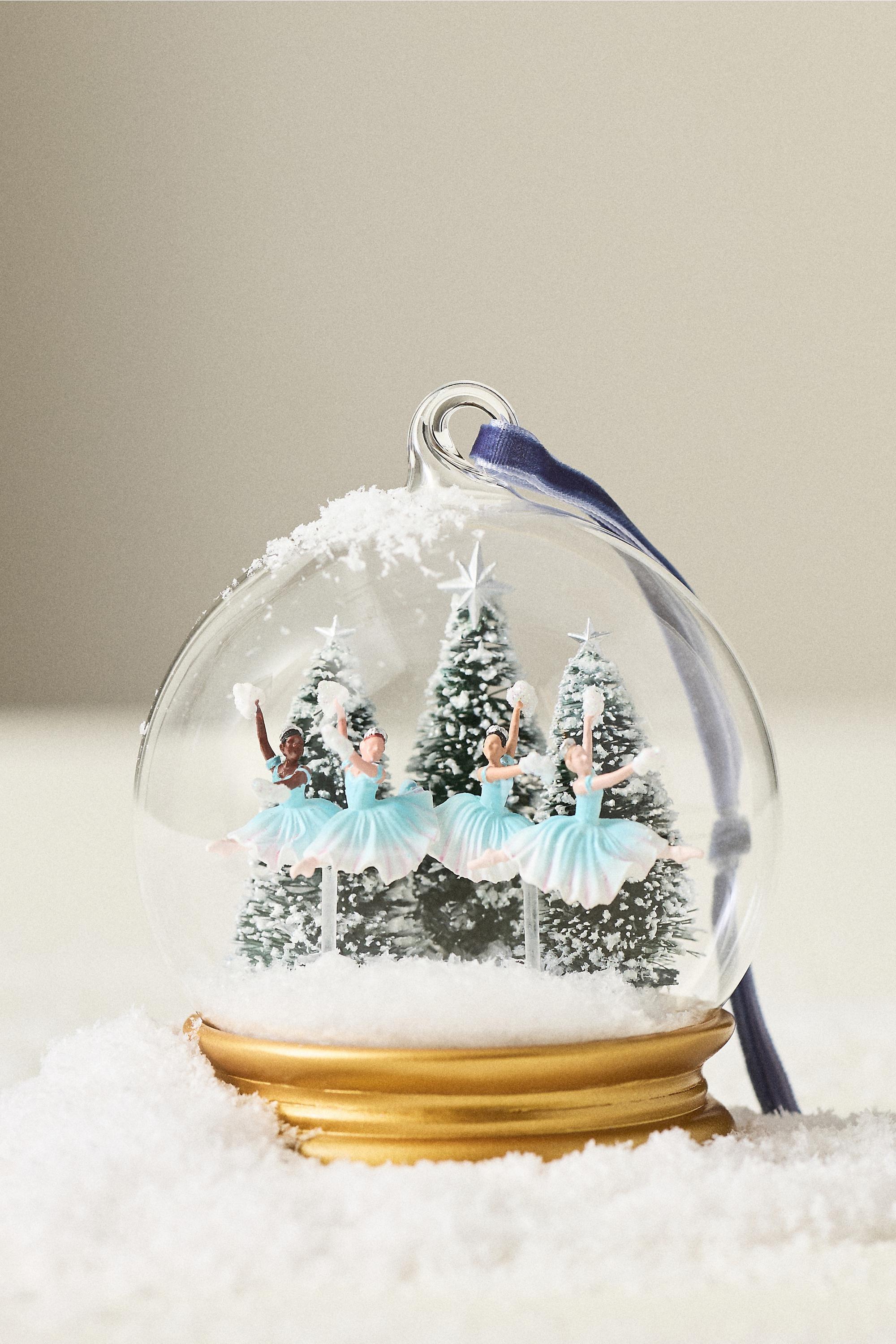 New York City Ballet Glass Snowglobe Ornament, Multicolour, Blue, large image number 0