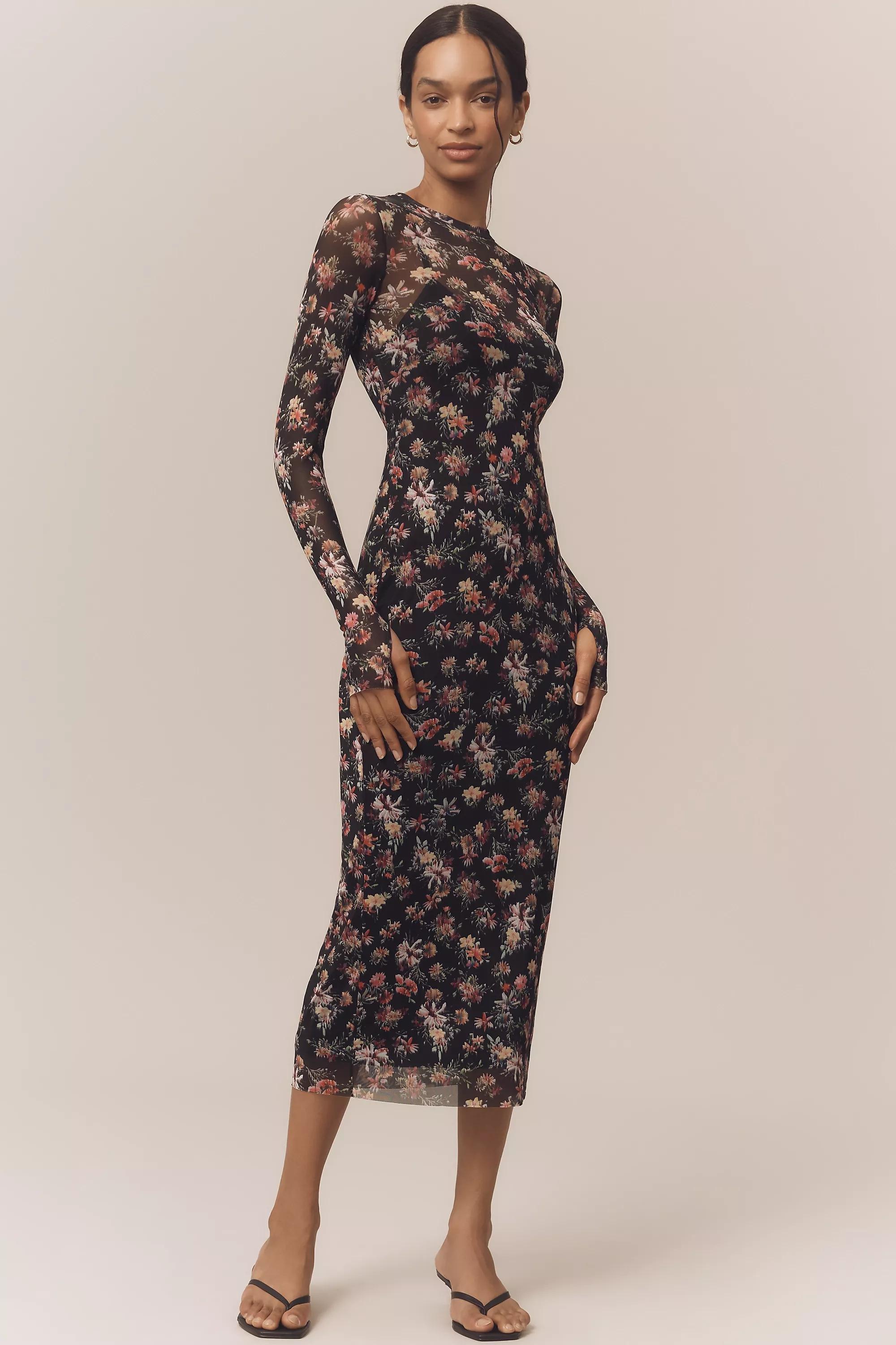 Afrm Ashland Slim Midi Dress, Black, A501_0009, large image number 0