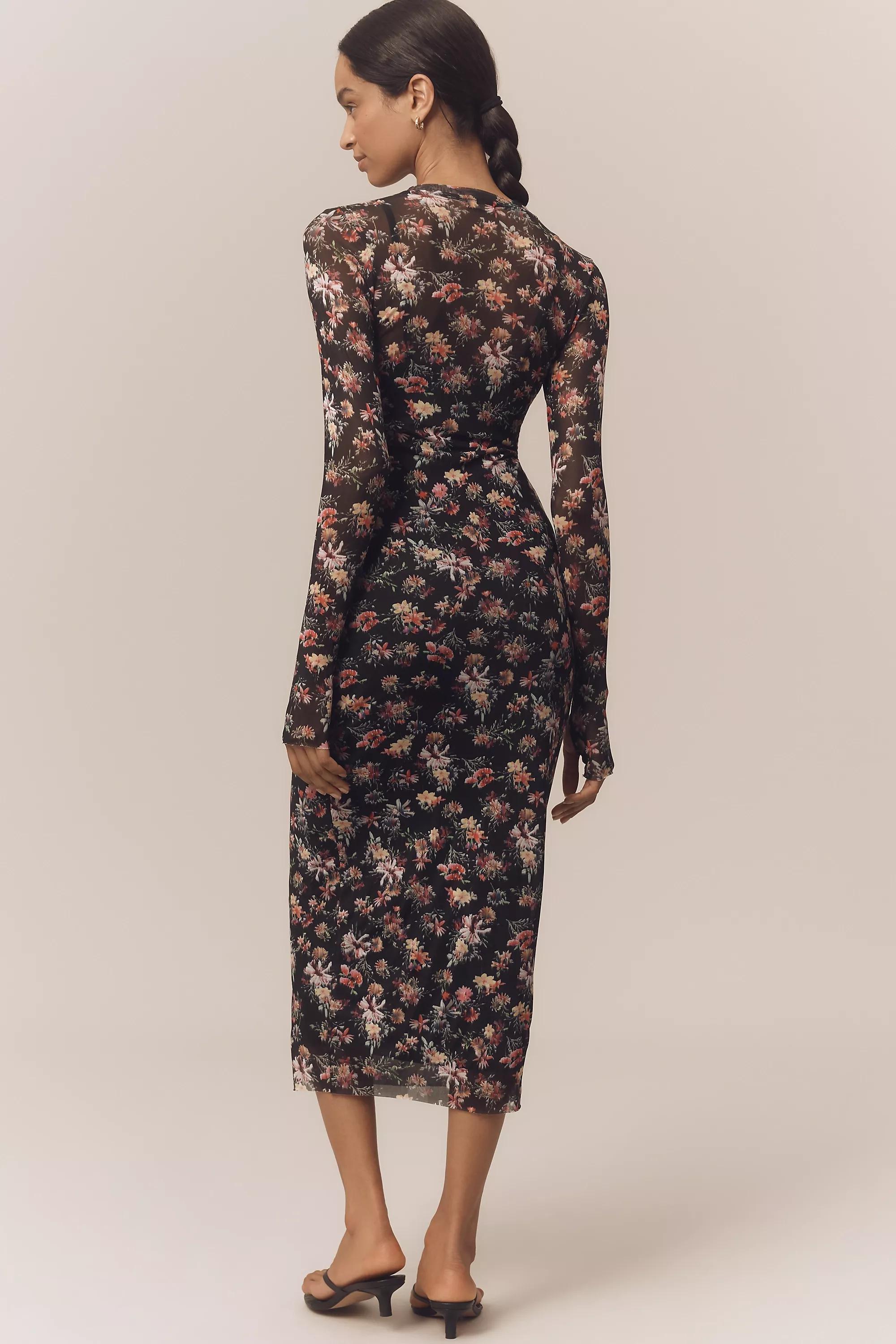 Afrm Ashland Slim Midi Dress, Black, A501_0009, large image number 1